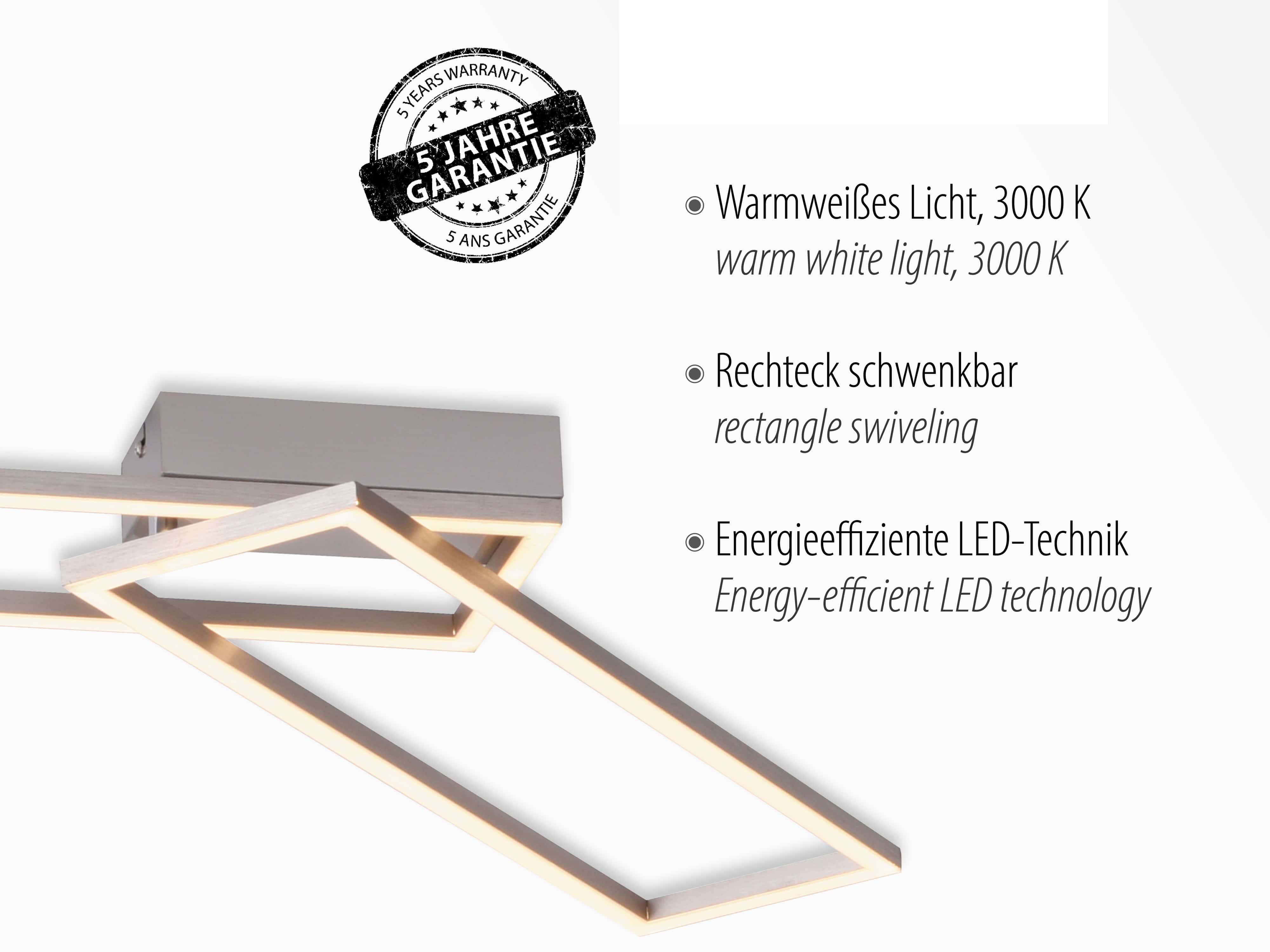 JUST LIGHT LED-Deckenleuchte 14023-55 stahl, 30,2 W, 4500 lm, 3000 K