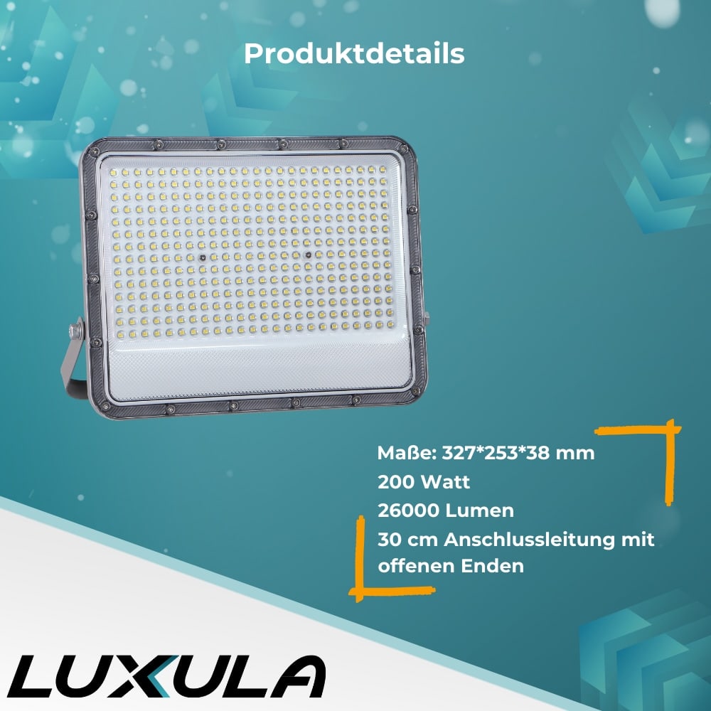 LUXULA LED-Fluter, EEK: E, 200W, 26000lm, 4000K, IP65, grau