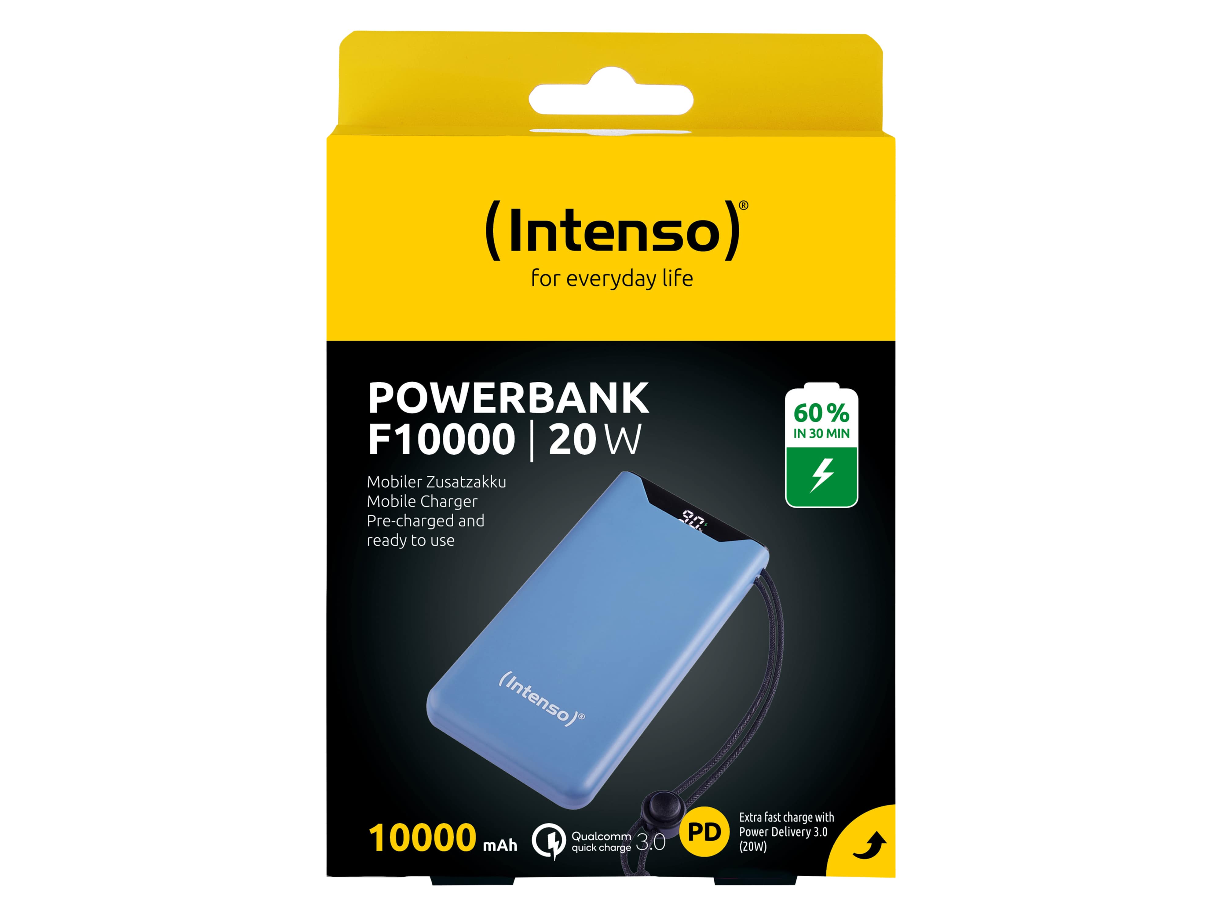 INTENSO USB Powerbank 7332035, F10000, 10.000mAh, 20 W, blau