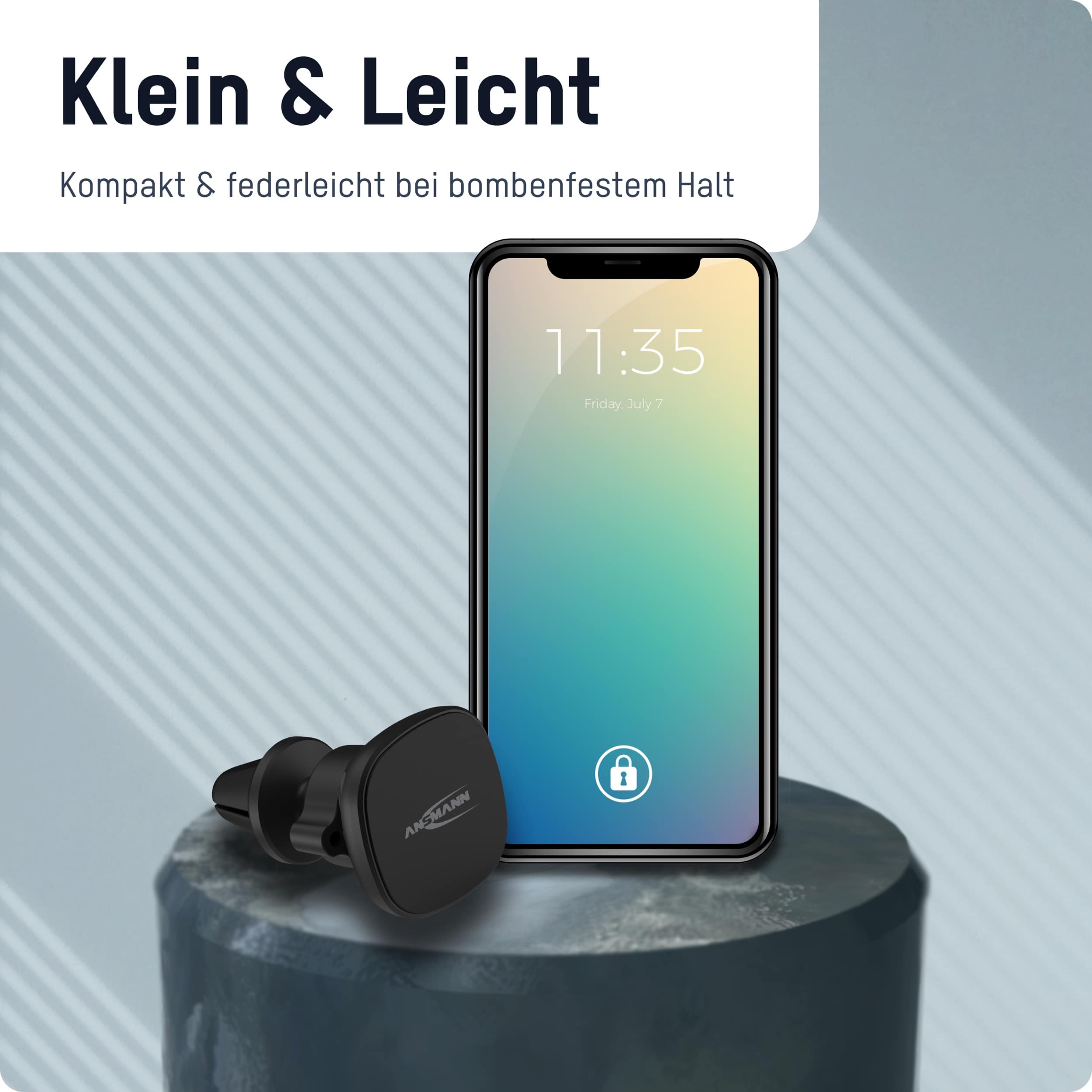 ANSMANN Smartphone Handyhalter 1700-0159, für PKW, LKW, Magnet für Lüftungsgitter