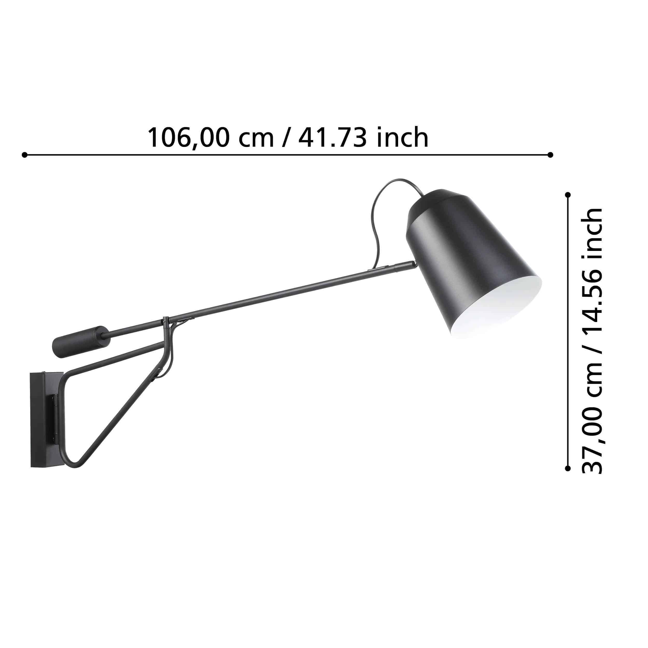 EGLO Wandleuchte 900614 schwarz, für E27, max. 28 W