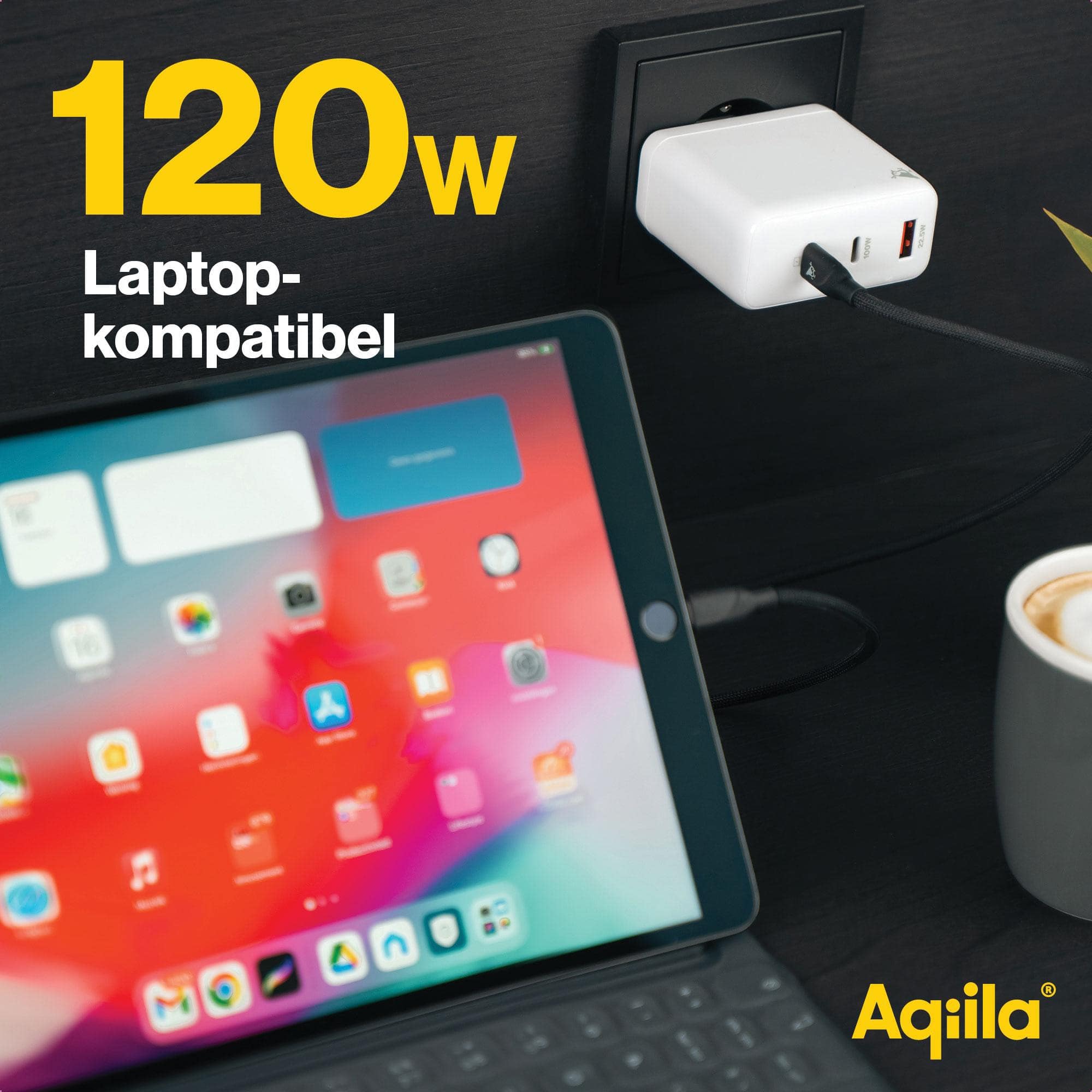 AQIILA USB-Lader Chargebird W4, 120 W, 3-fach, 2x USB-C, 1x USB-A