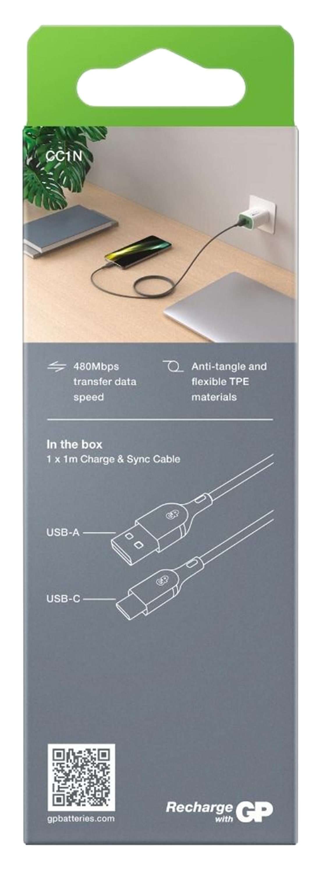 GP USB Lade-/Sync-Kabel CC1N USB-A auf USB-C