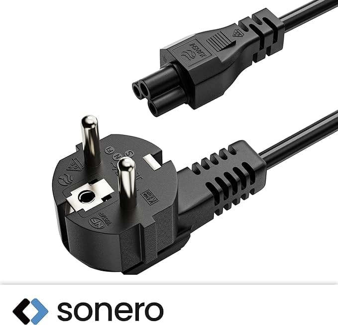 SONERO Netzkabel Schutzkontaktstecker, X-SKW-C5G-020B, 90°, schwarz, 2m