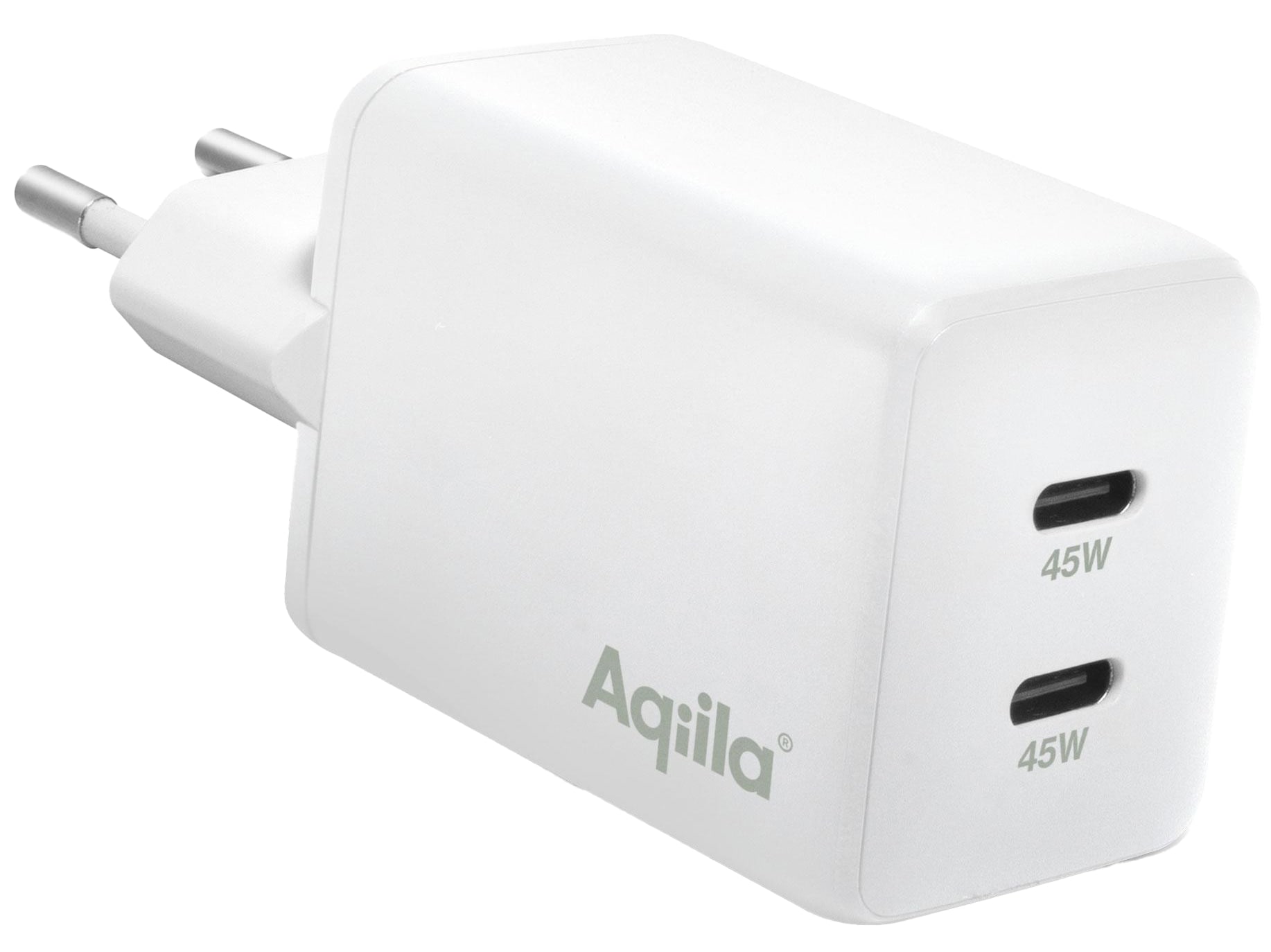 AQIILA USB-Lader Chargebird W2, 45 W, 2-fach, 2x USB-C, weiß