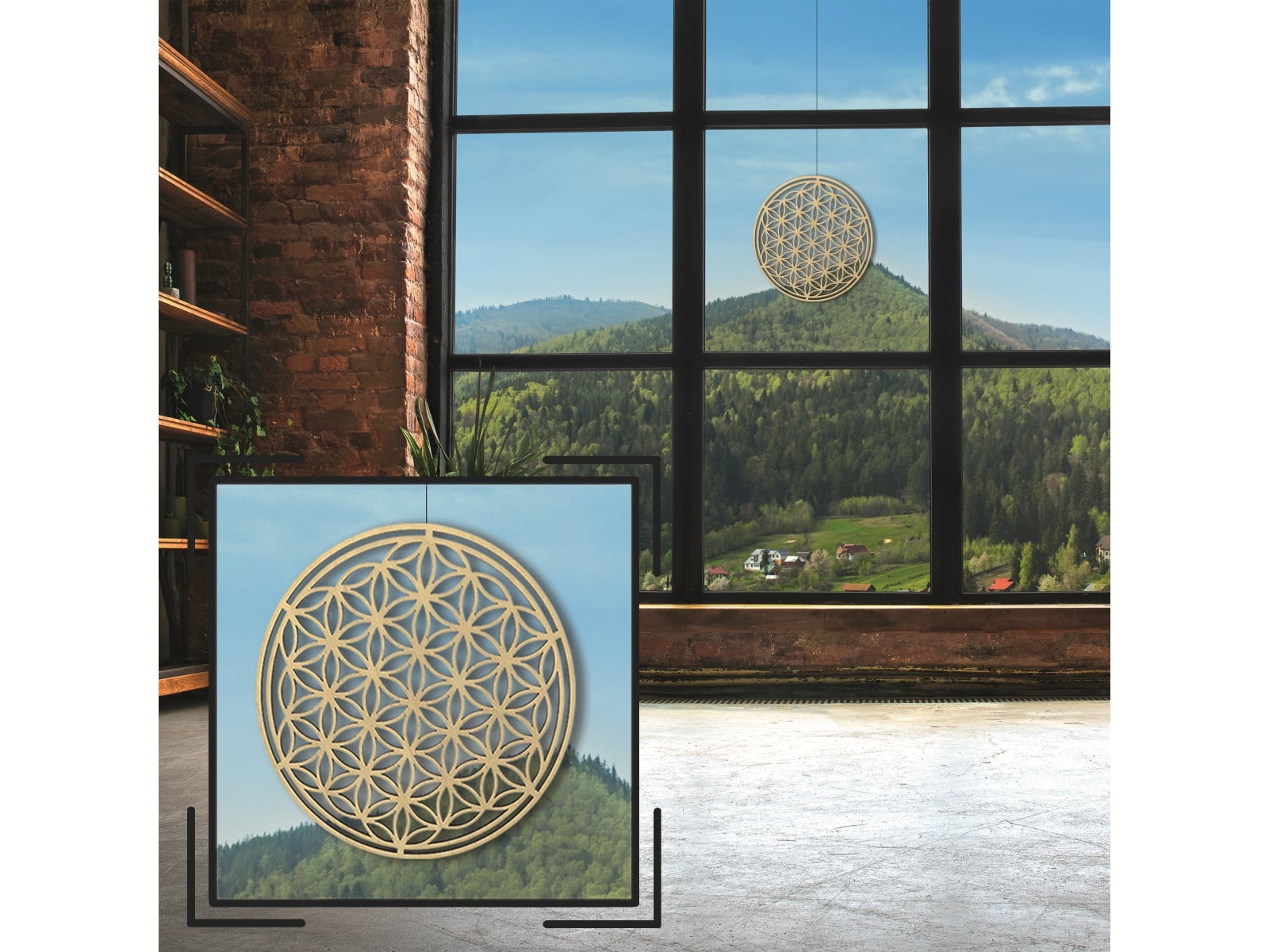 HOLZBIBER® Blume des Lebens 20 cm Durchmesser, zum Aufhängen Fensterschmuck Wandschmuck Amulett
