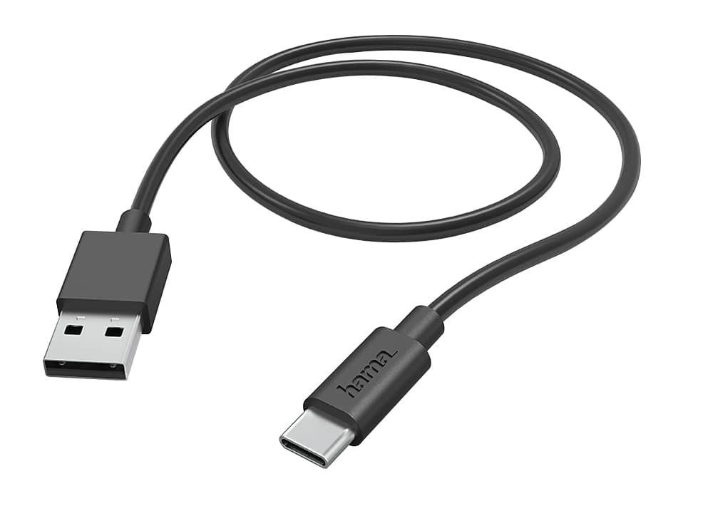 HAMA USB-Ladekabel USB-A - USB-C, 1 m, Schwarz