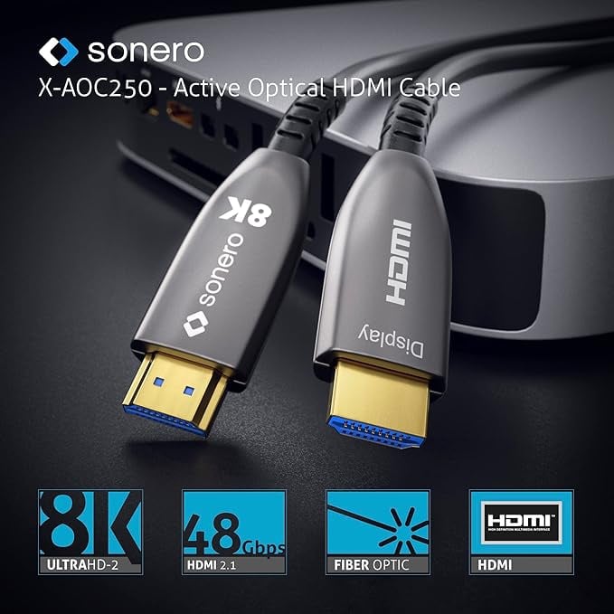 SONERO Aktives HDMI Kabel X-AOC250-200, AOC Extender Kabel 8K, 20m