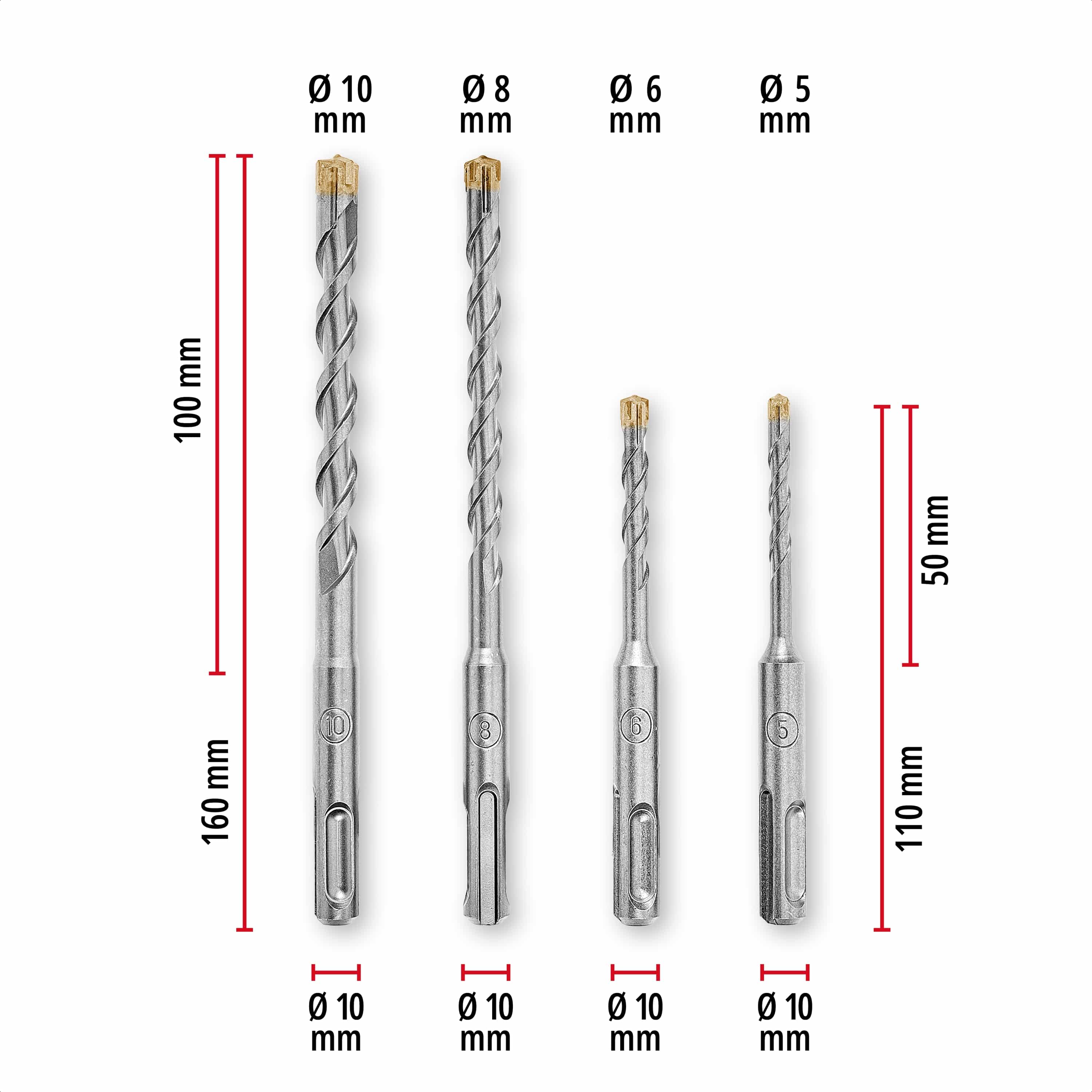 KWB SDS-Plus Hammerbohrer-Set, 268492, 110 mm + 160 mm, 4-teilig