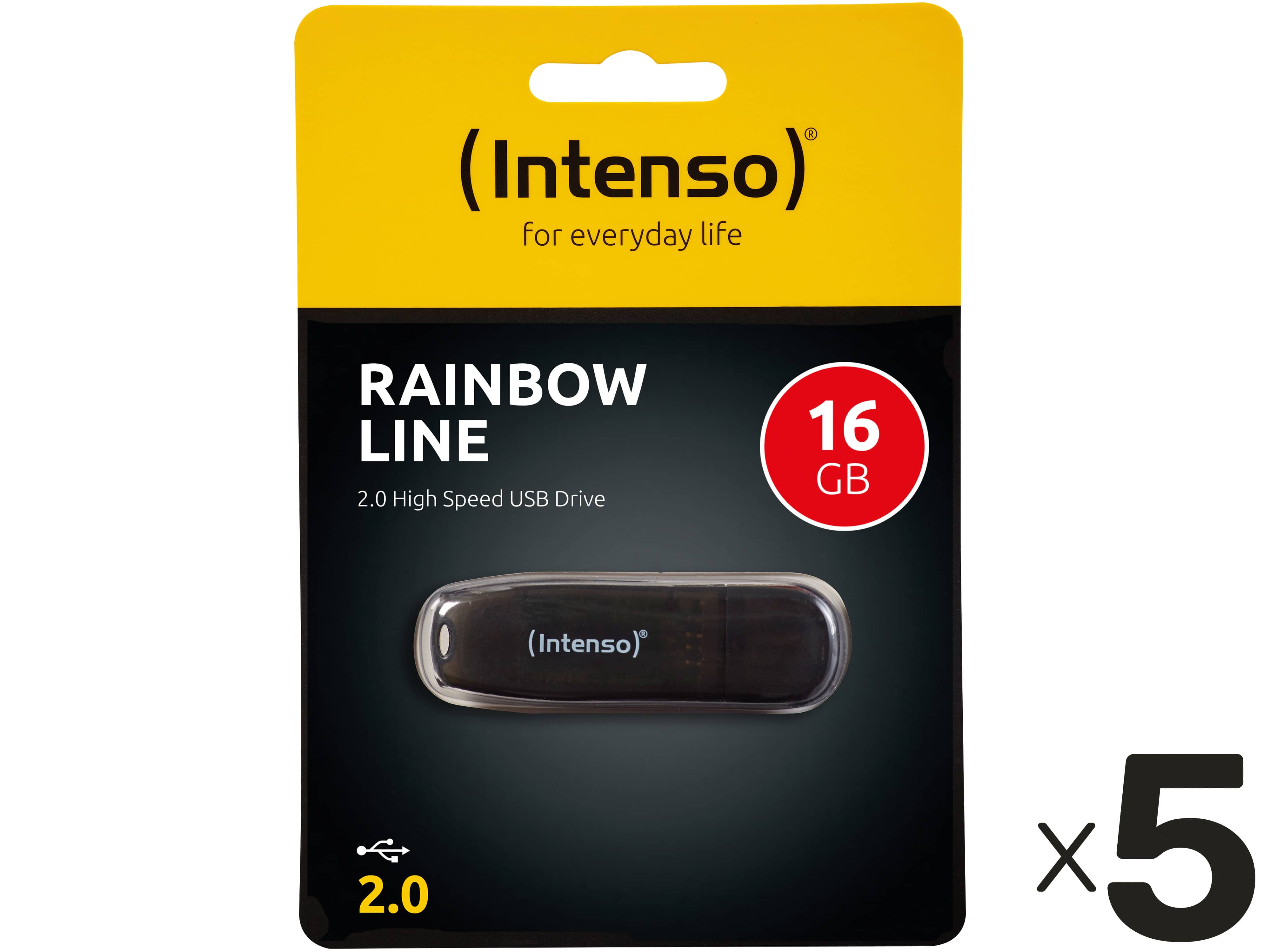 INTENSO USB-Speicherstick Rainbow Line, 16 GB 5er Pack