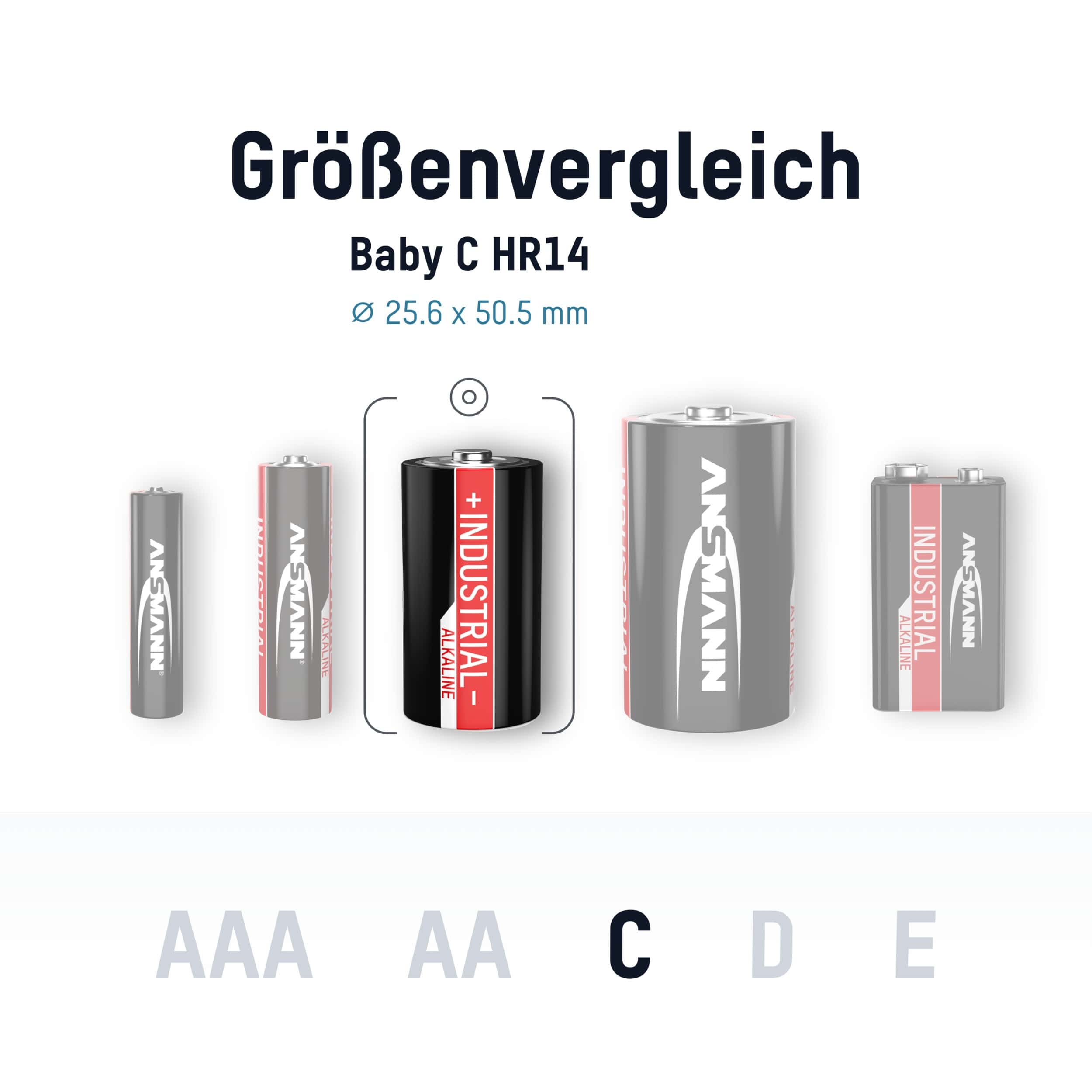 ANSMANN Alkaline Batterie Baby C / LR14, Industrial, 10 Stück