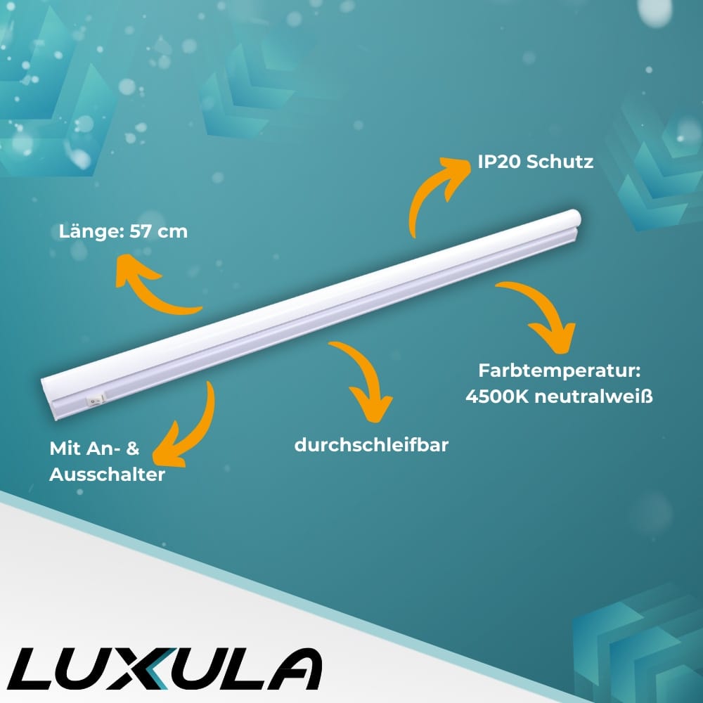 LUXULA LED-Unterbauleuchte, EEK: F, 8W, 720lm, 4500K, 57cm, weiß