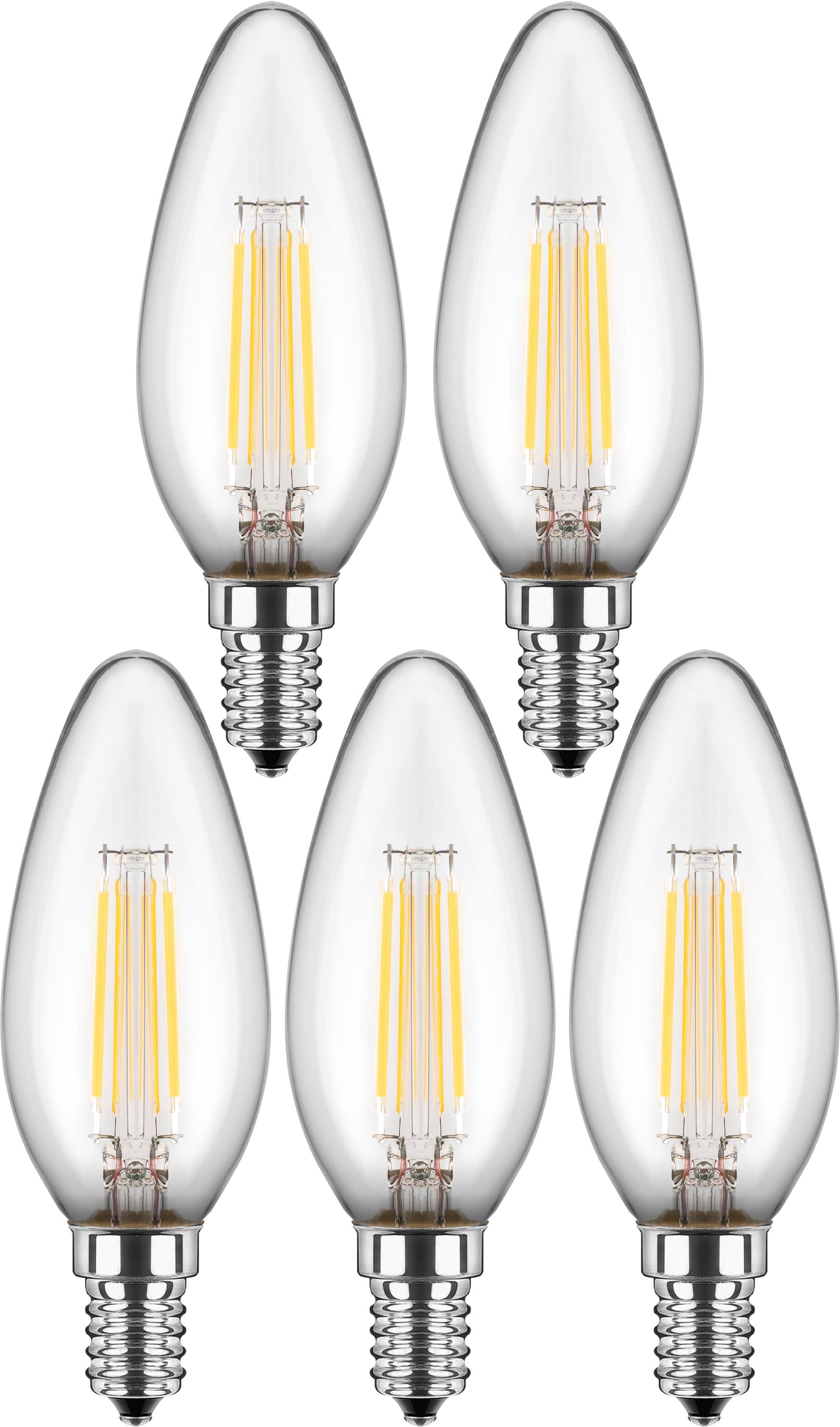 BLULAXA LED-Filament-Lampe, C35, EEK: F, E14, 4,5 W, 470 lm, 2700 K, 5 Stück