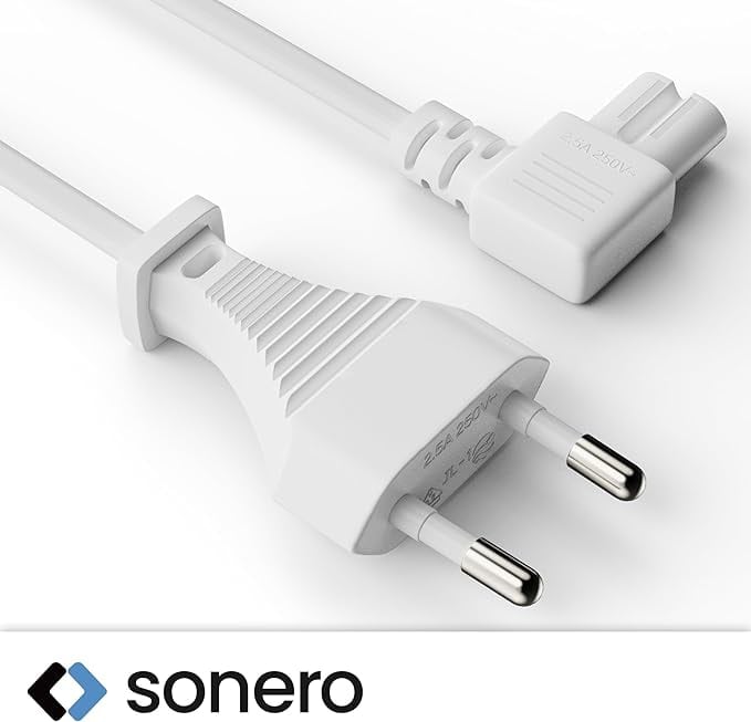 SONERO Netzkabel X-ESG-C7W-030W, Eurostecker, gerade, weiß, 3m