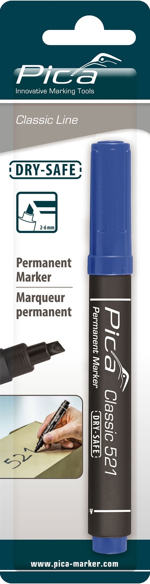 PICA Classic Permanent Marker, 521/41/SB, Keilspitze, blau