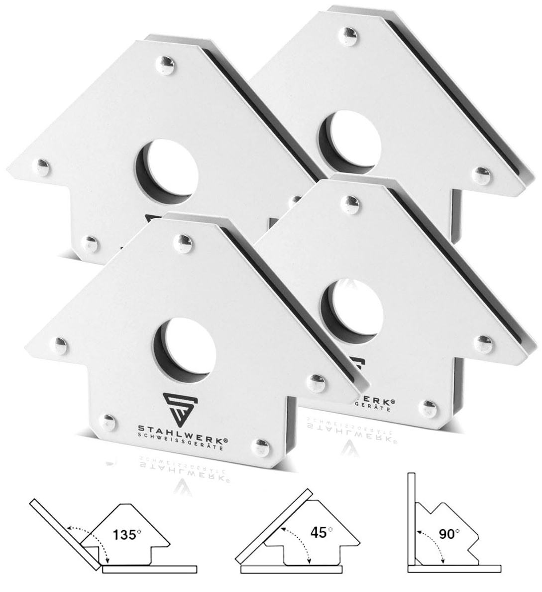 STAHLWERK Magnet-Schweißwinkel, 4699, 22,6 kg/ 50 lbs, 4er Set