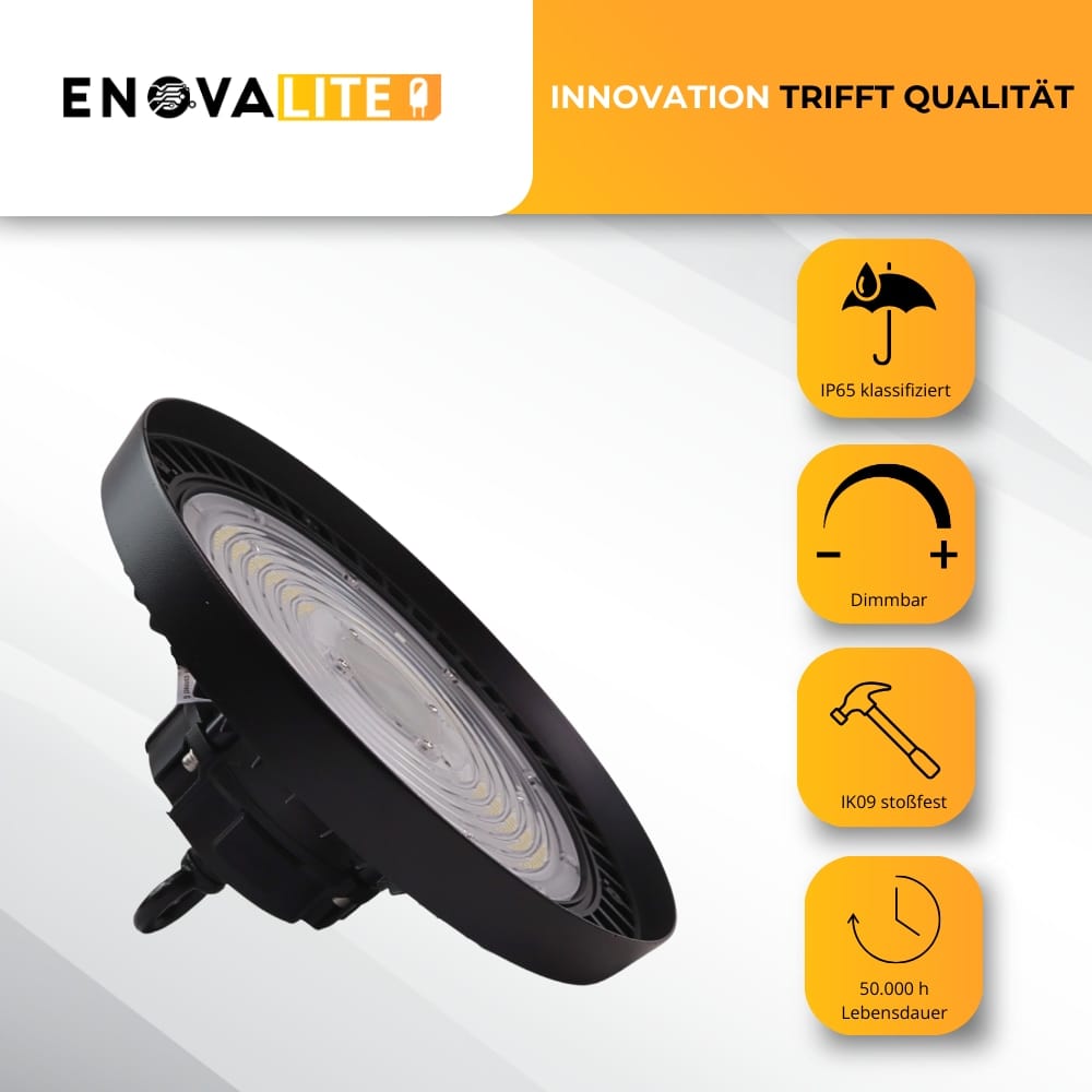 ENOVALITE LED-HighBay-Leuchte, UFO, EEK: C, 100W, 17000lm, 5000K, schwarz