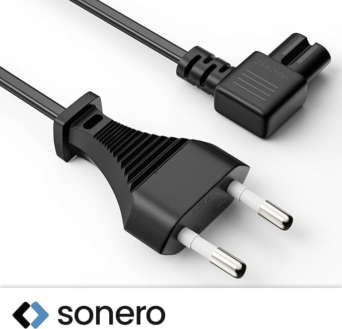 SONERO Netzkabel X-ESG-C7W-050B, Eurostecker, gerade, schwarz, 5m