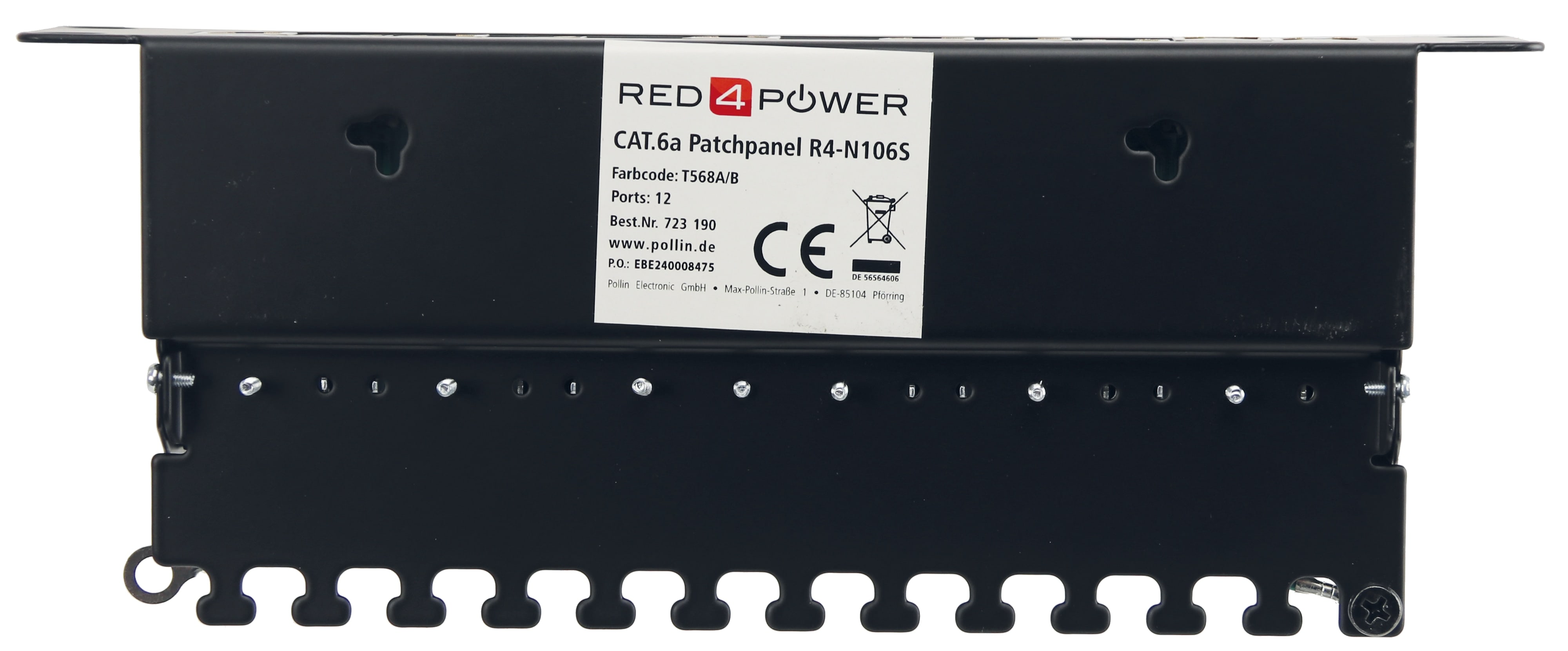 RED4POWER CAT.6a Patchpanel R4-N106S, 12-fach, 10", schwarz