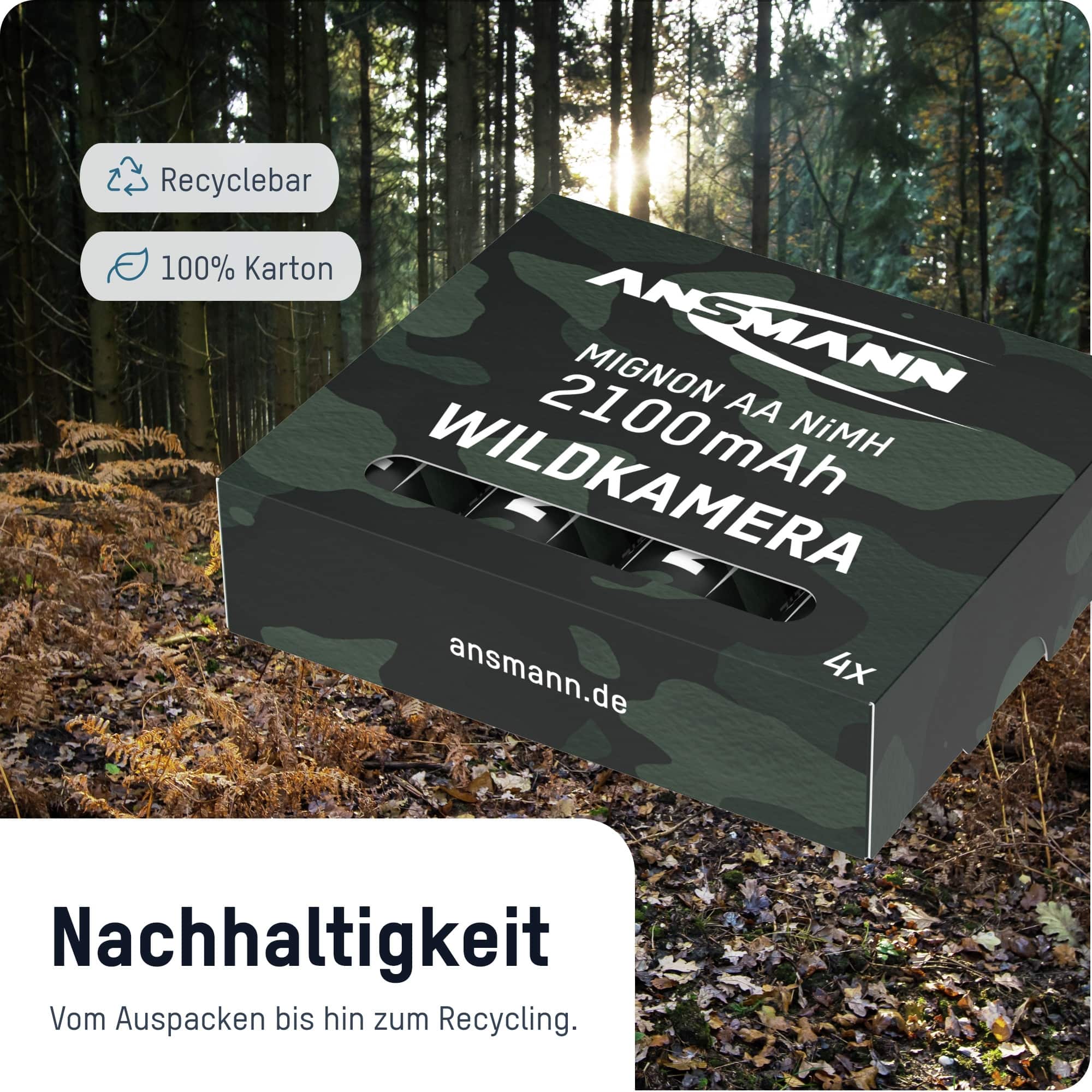 ANSMANN Akku Mignon AA Typ 2100, für Wildkamera, 4 Stück