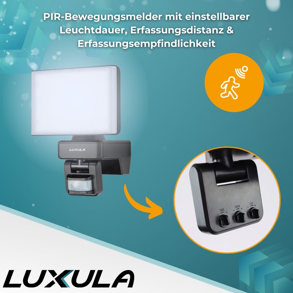 LUXULA LED-Fluter LX400193, mit BM, 20 W, 2100 lm, 4000 K, schwarz