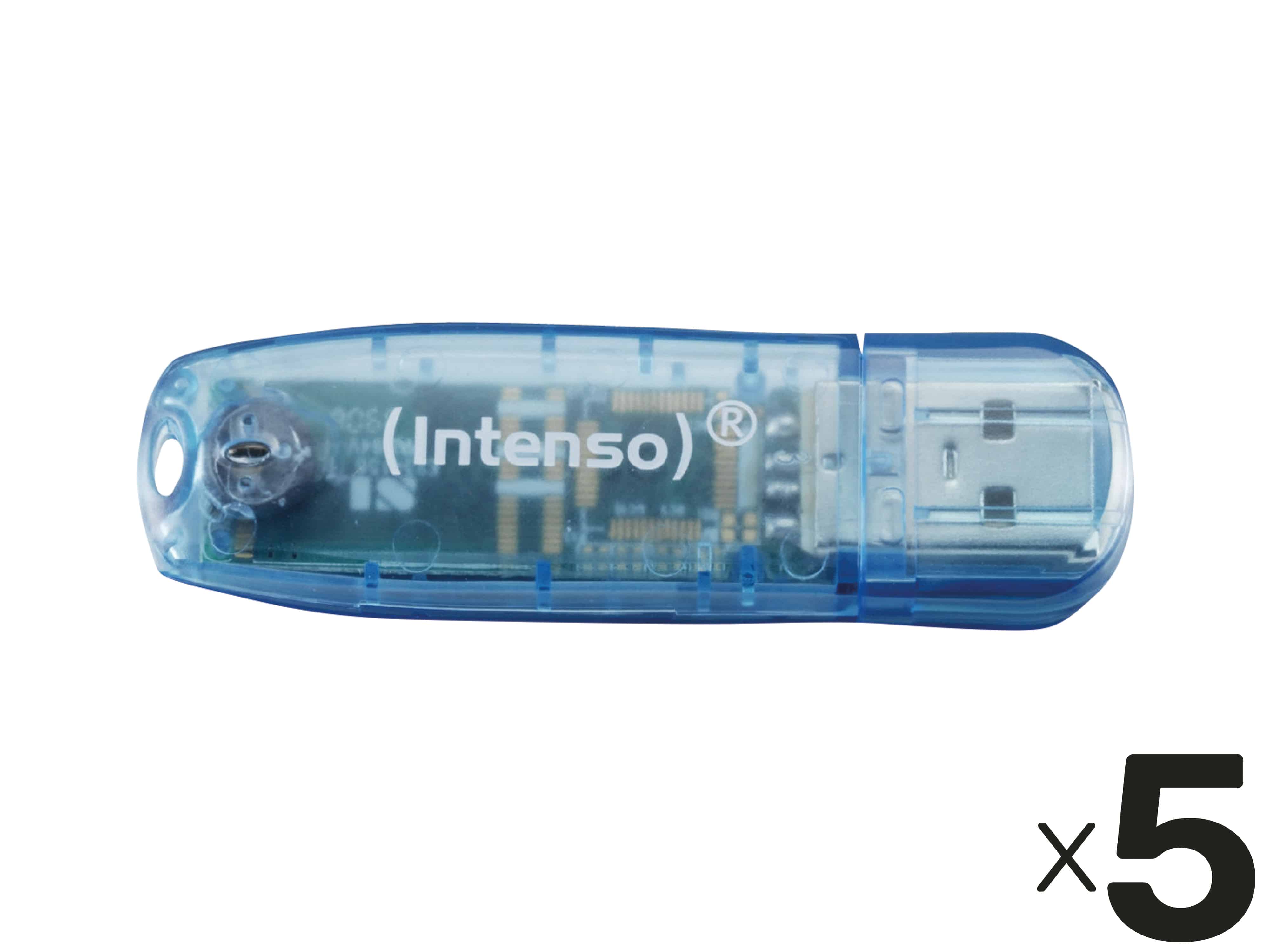 INTENSO USB-Stick Rainbow Line 4 GB Blau/Transparent 5er Pack