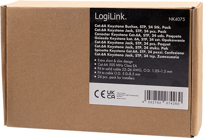 LOGILINK CAT.6A Keystone Buchse NK4075 geschirmt 24er Pack