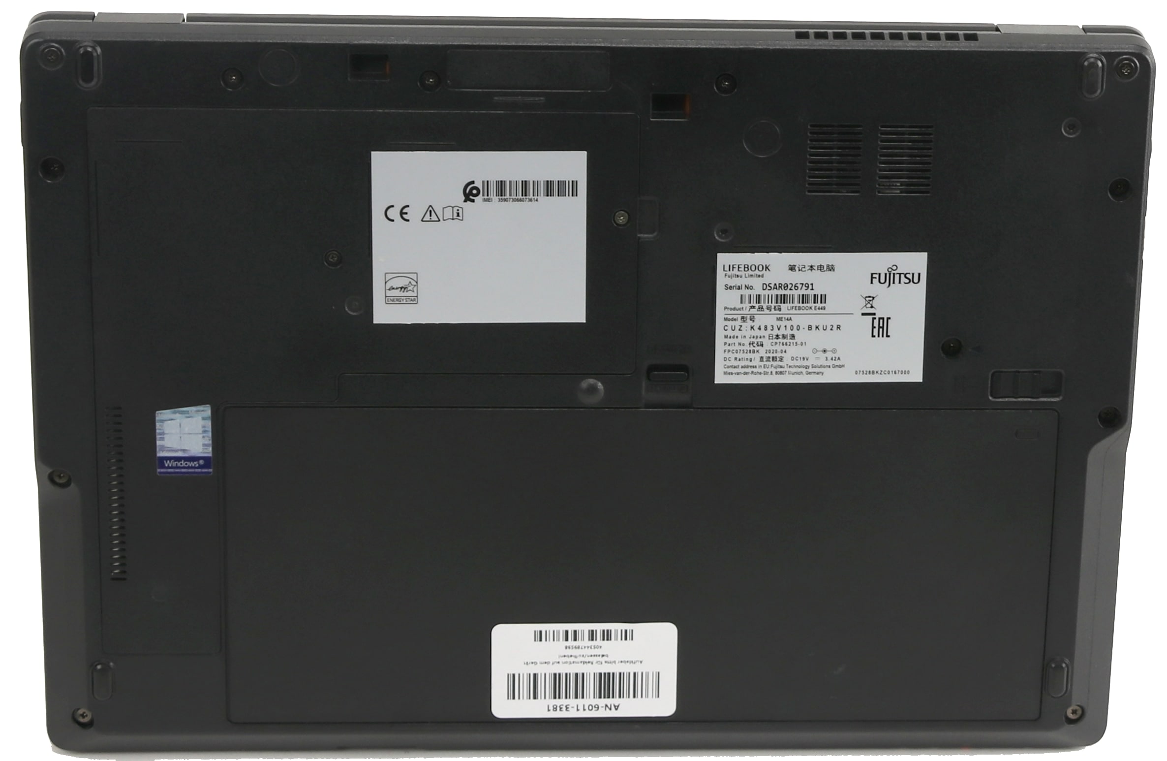 FUJITSU Notebook Lifebook E449, Intel i3, 8GB RAM, 35,5 cm (14"), 256GB SSD, Win11P, gebraucht