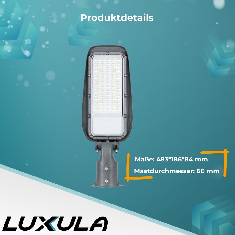 LUXULA LED-Straßenleuchte, EEK: F, 100W, 10000lm, 4500K, IP65, grau