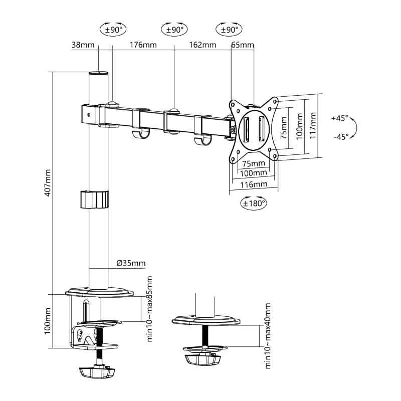 LOGILINK Monitorhalterung BP0171, 43,2 - 81,3 cm (17 - 32"), Stahl