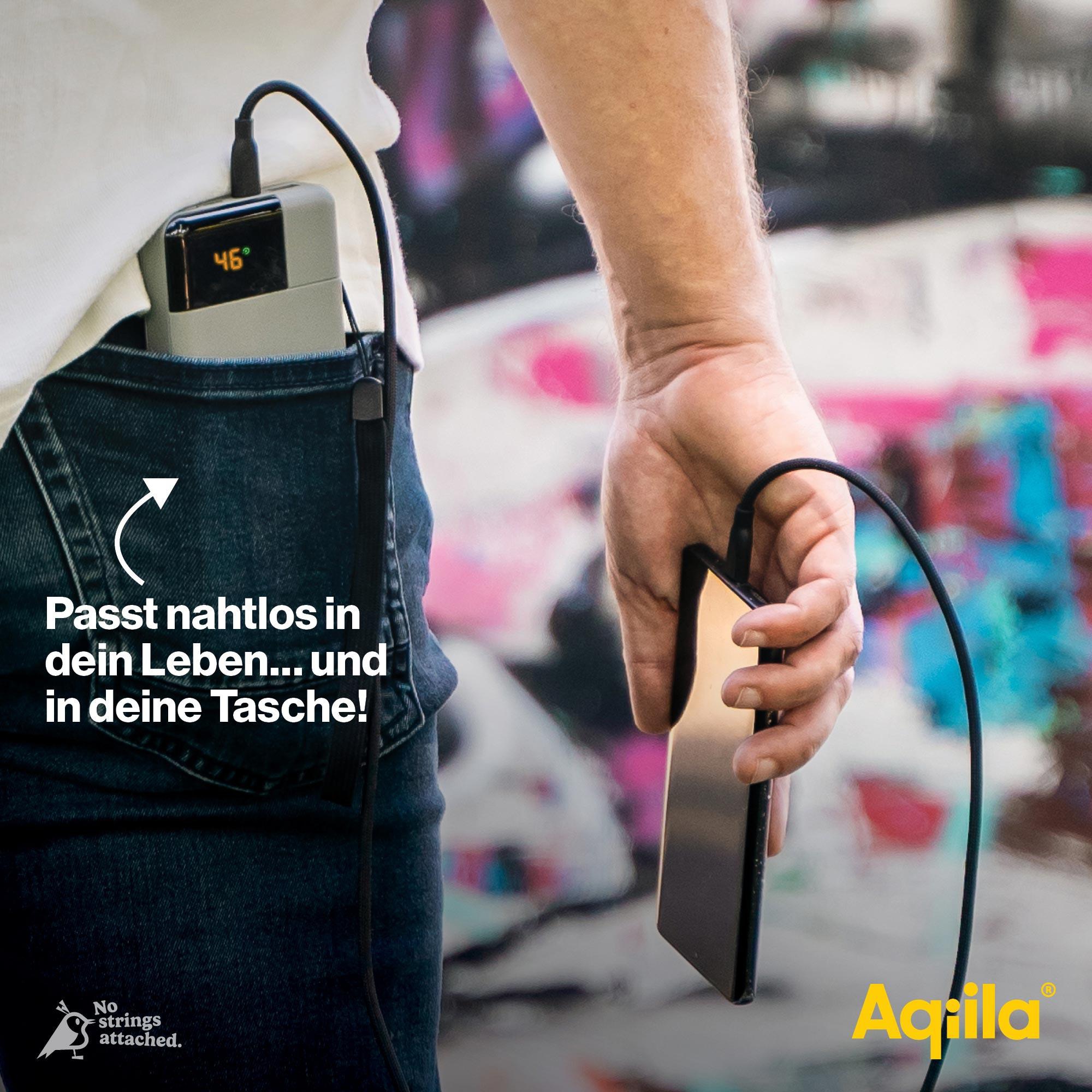 AQIILA Powerbank Powerbird B10, 20 W, 10.000mAh, 1x USB-A, 2x USB-C, moosgrün