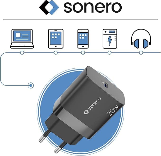 USB-C Ladegerät SONERO X-PS100, 1 Port, 20W, schwarz