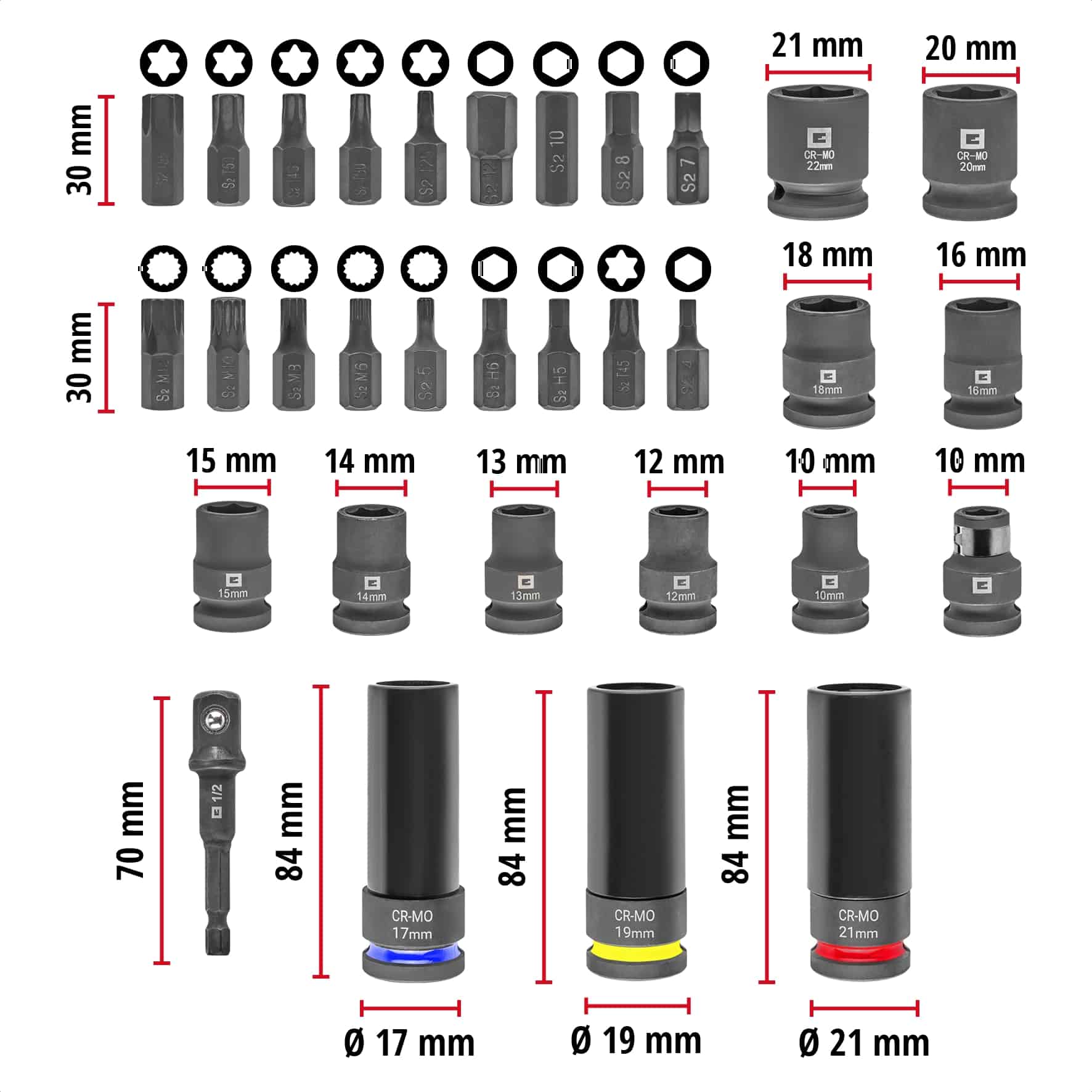 EINHELL Impact Stecknuss-Set, 109288, 32-teilig