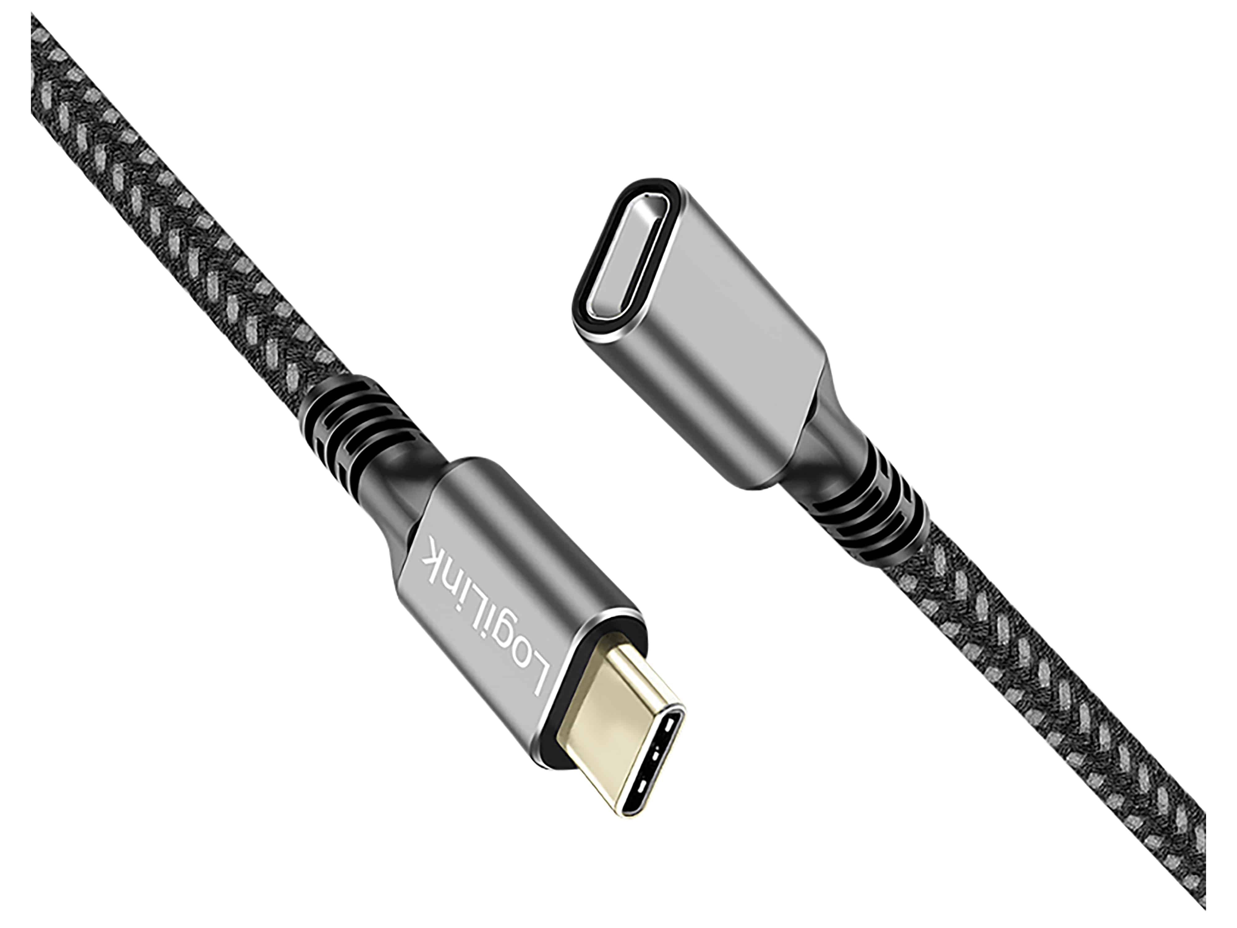 LOGILINK USB3.2 Kabel CUA0108 USB-C M/USB-C F PD Alu 1m schwarz/grau