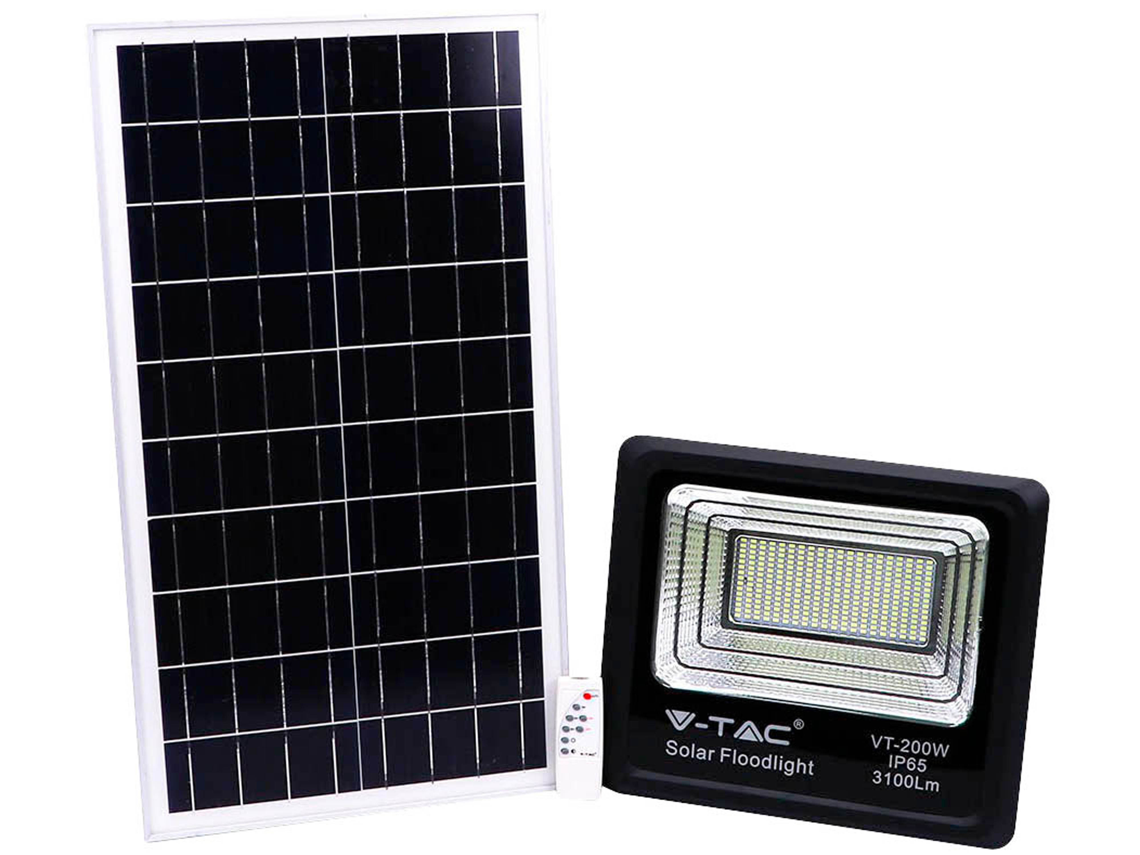 V-TAC Solar LED-Fluter VT-200W, 40 W, 6000 K, mit Panel + Fernbedienung