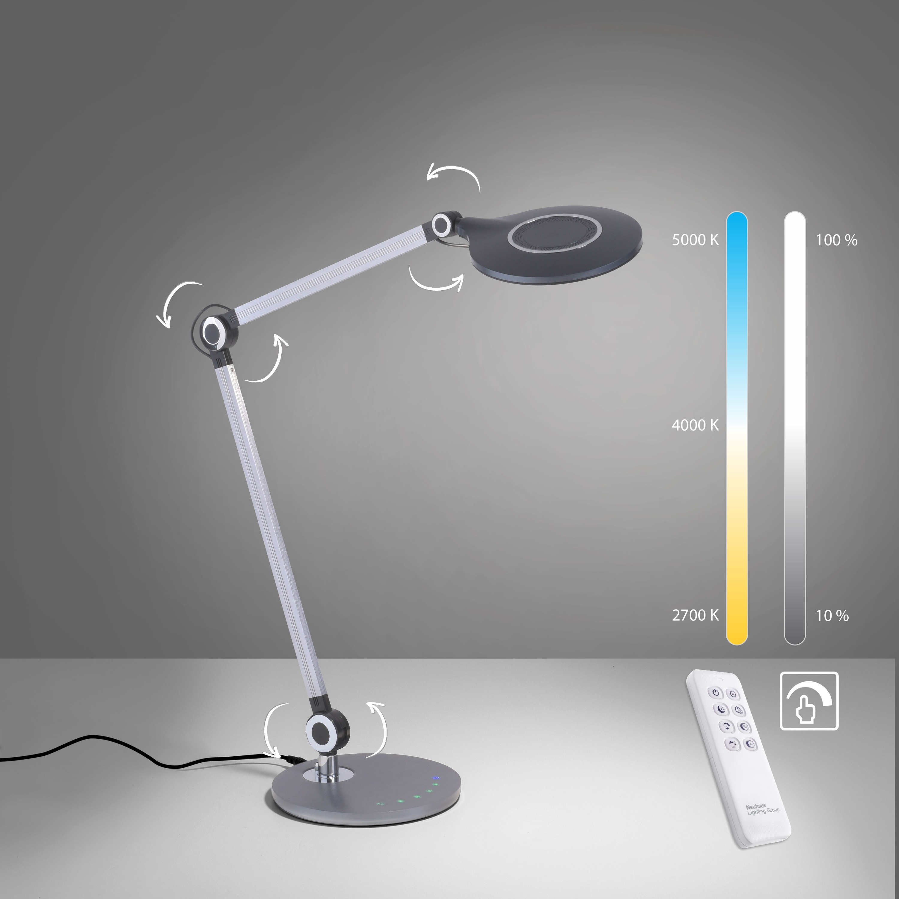 JUST LIGHT LED-Tischleuchte 14418-18 schwarz, 6,6 W, 930 lm, CCT 