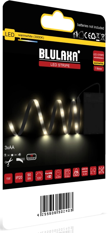 BLULAXA LED-Strip, 1 m, 1 W, 3000 K, Batteriebetrieb