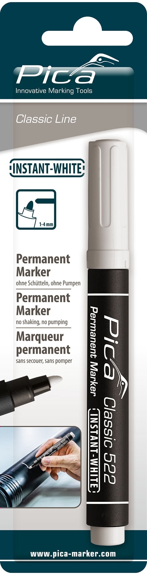 PICA Classic Permanent Marker Instant-White, 522/52/SB, weiß