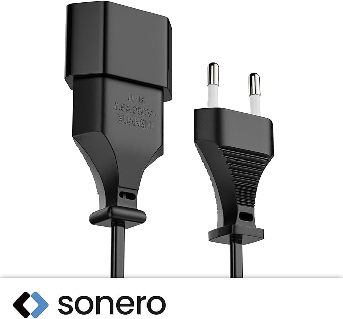 SONERO Netzkabel Verlängerung, X-ESG-ESB-010B, gerade, schwarz, 1m