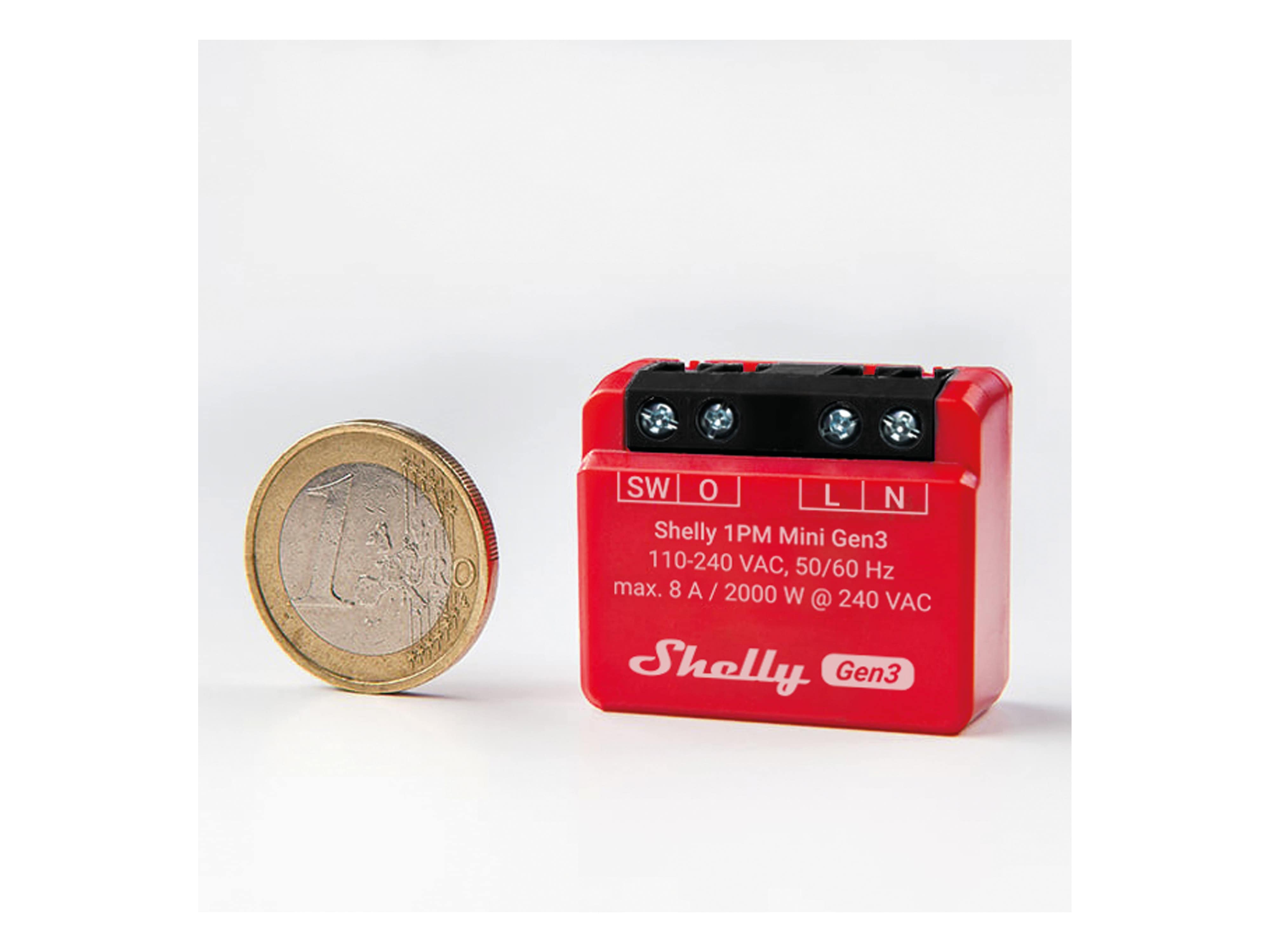 SHELLY WLAN-Schaltaktor 1PM Mini Gen 3, rot, 3 Stück