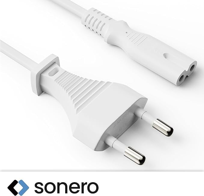 SONERO Netzkabel X-ESG-C7G-030W, Eurostecker, gerade, weiß, 3m