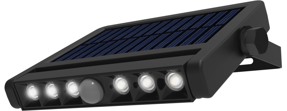 LUXULA Solar LED-Wandleuchte, 5 W, 500 Lm, PIR-Sensor, schwenkbar