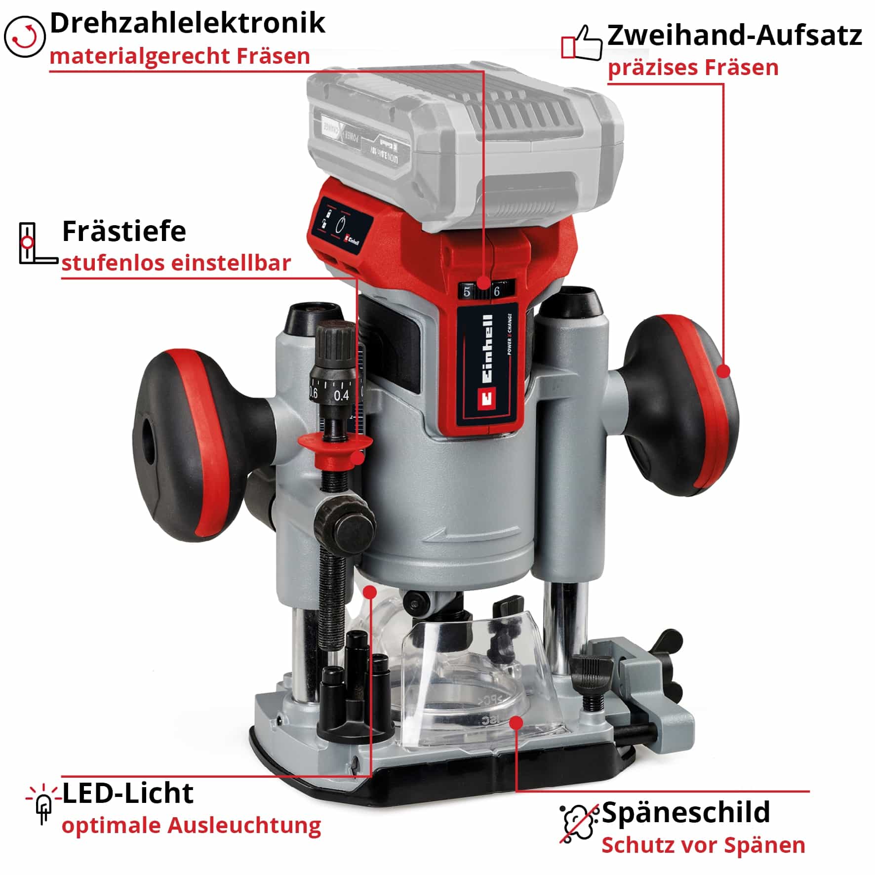 EINHELL Akku-Ober/-Kantenfräse TP-RO 18 Set Li BL, Solo