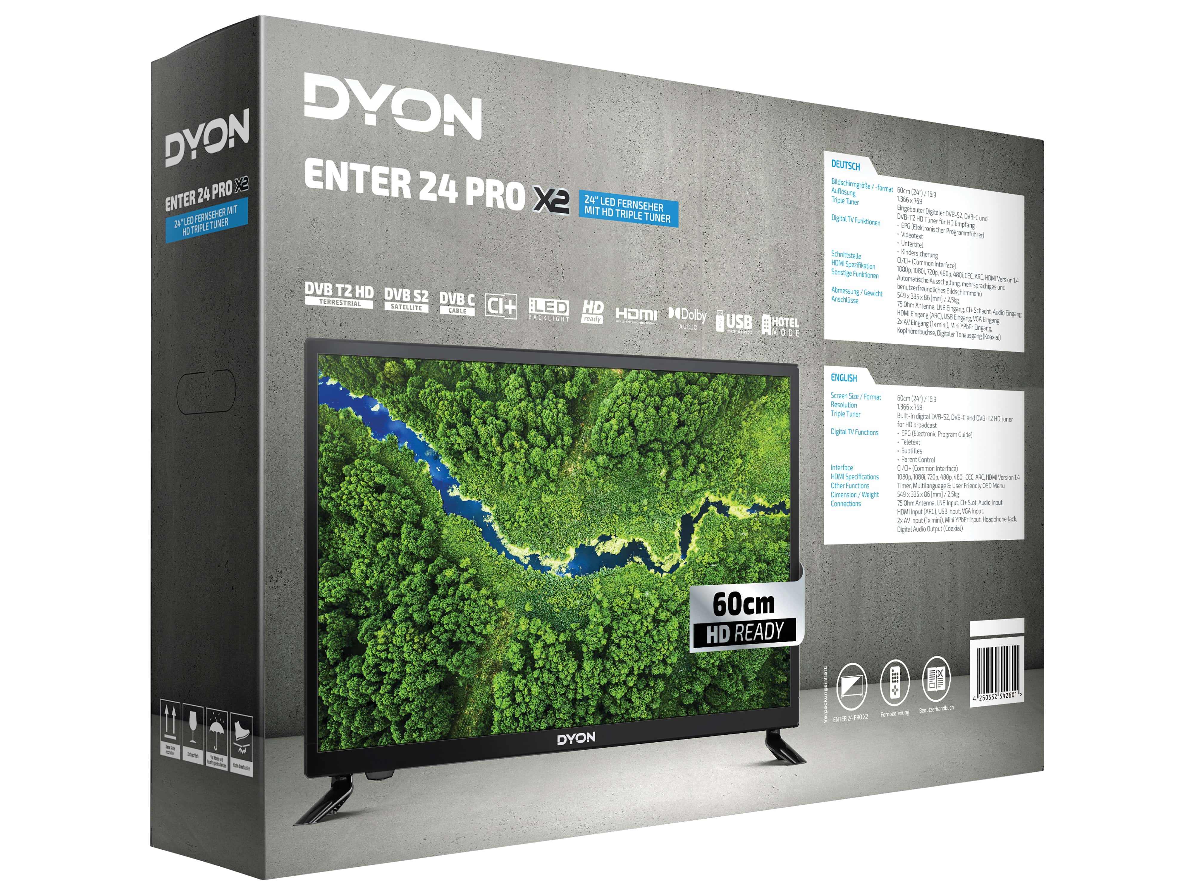 DYON LED-TV Enter 24 Pro X2, 60 cm (24"), HD, EEK F