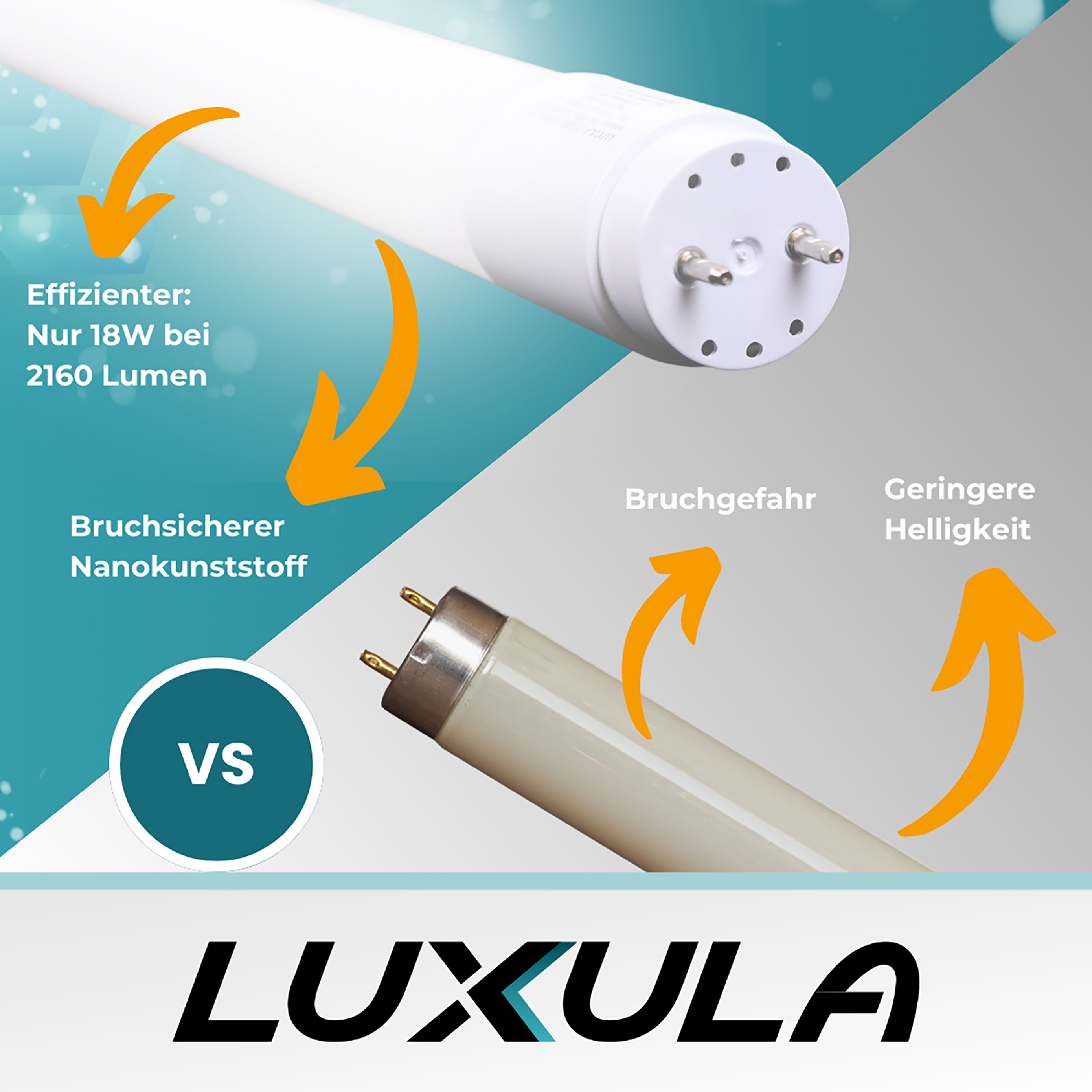 LUXULA LED-Röhre 2160lm LX100820, T8, 4000K, 120lm/W, 18W, mit Brücke