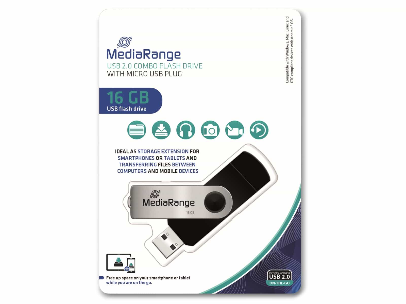 MEDIARANGE USB-Stick MR931-2, USB 2.0 und und Micro, 16 GB
