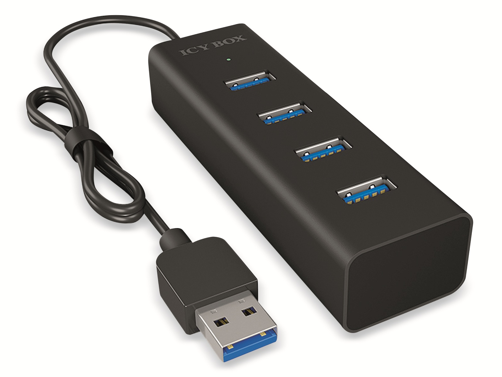 ICY BOX USB-Hub IB-HUB1409-U3, 4-port, Alumnium, schwarz
