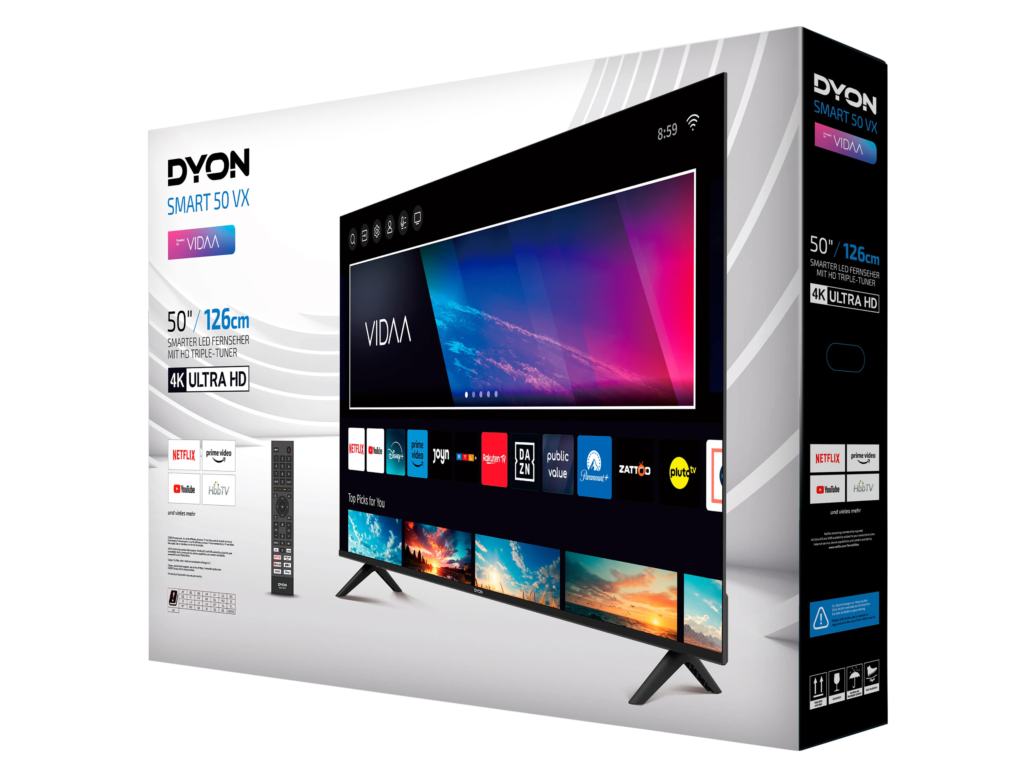 DYON LED-TV Smart 50 VX, 126 cm (50"), EEK: F, 4K Ultra-HD VIDAA