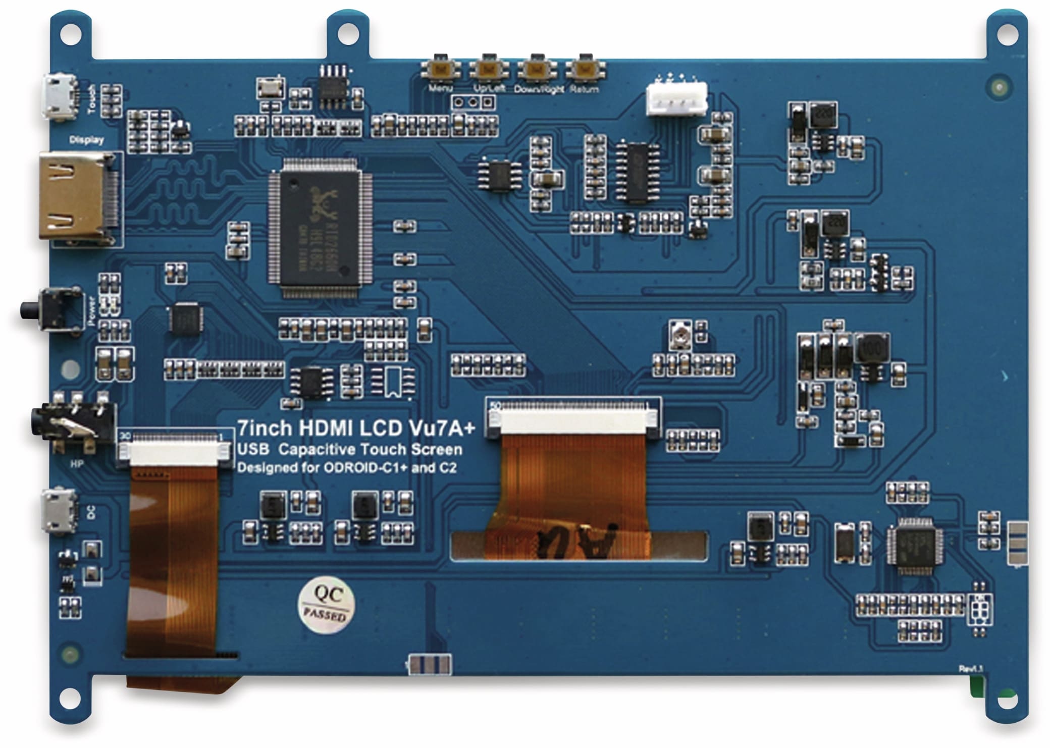 ODROID 17,8 cm (7") Multitouch TFT-Display mit HDMI und Audio VU7A PLUS
