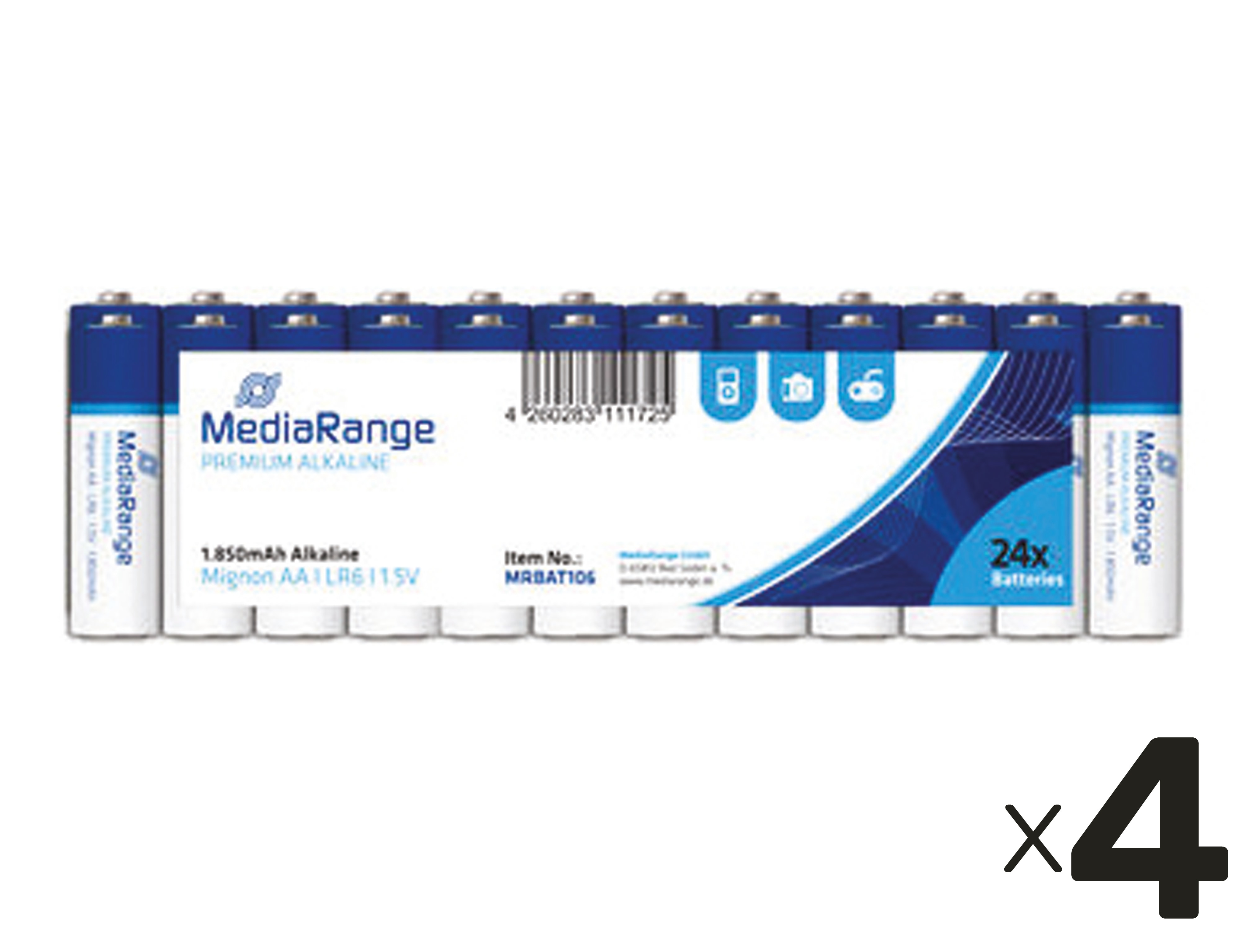 MEDIARANGE Alkaline Batterien MRBAT106, Mignon AA, 96er Pack